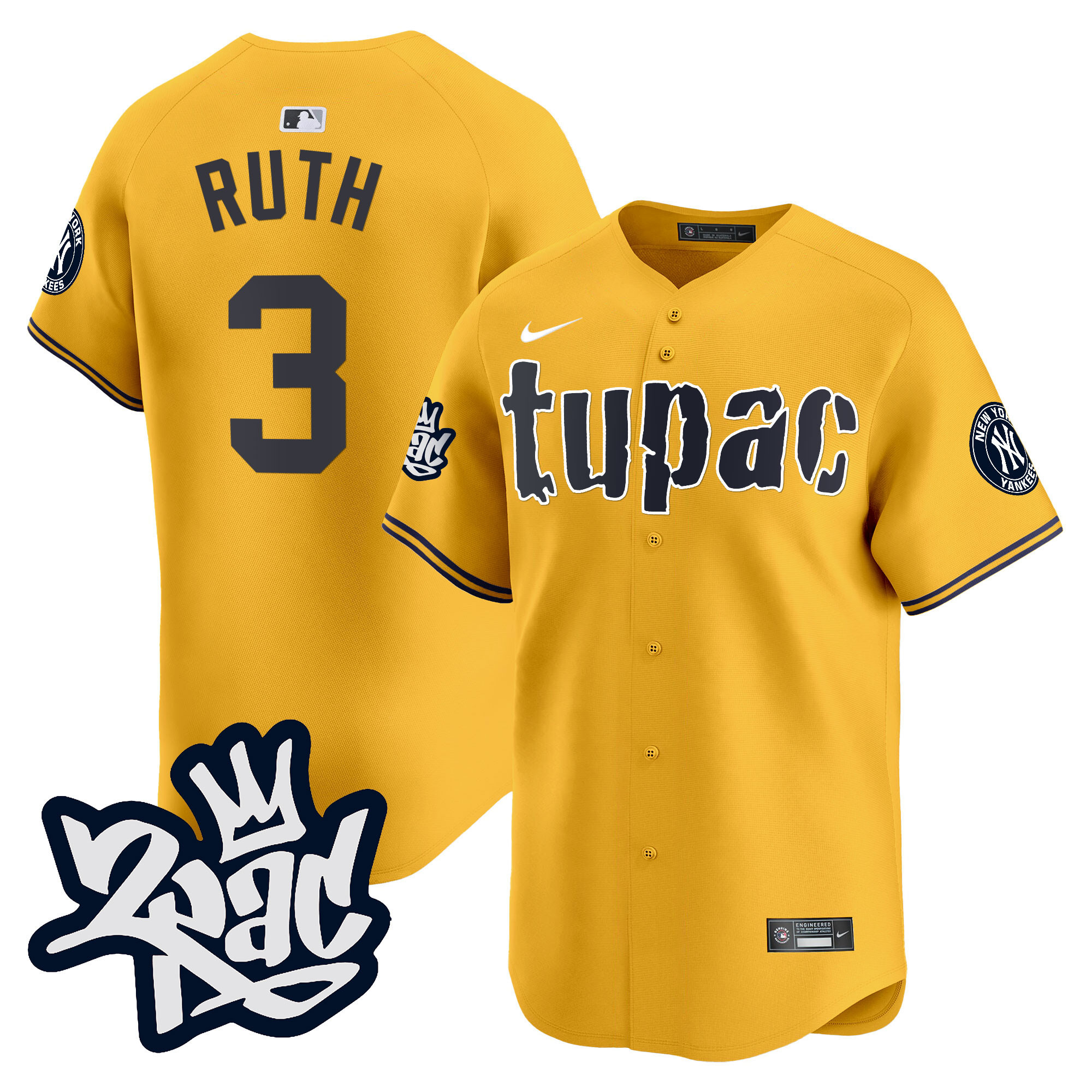 Men's New York Yankees Tupac Shakur Vapor Premier Limited Jersey - All Stitched