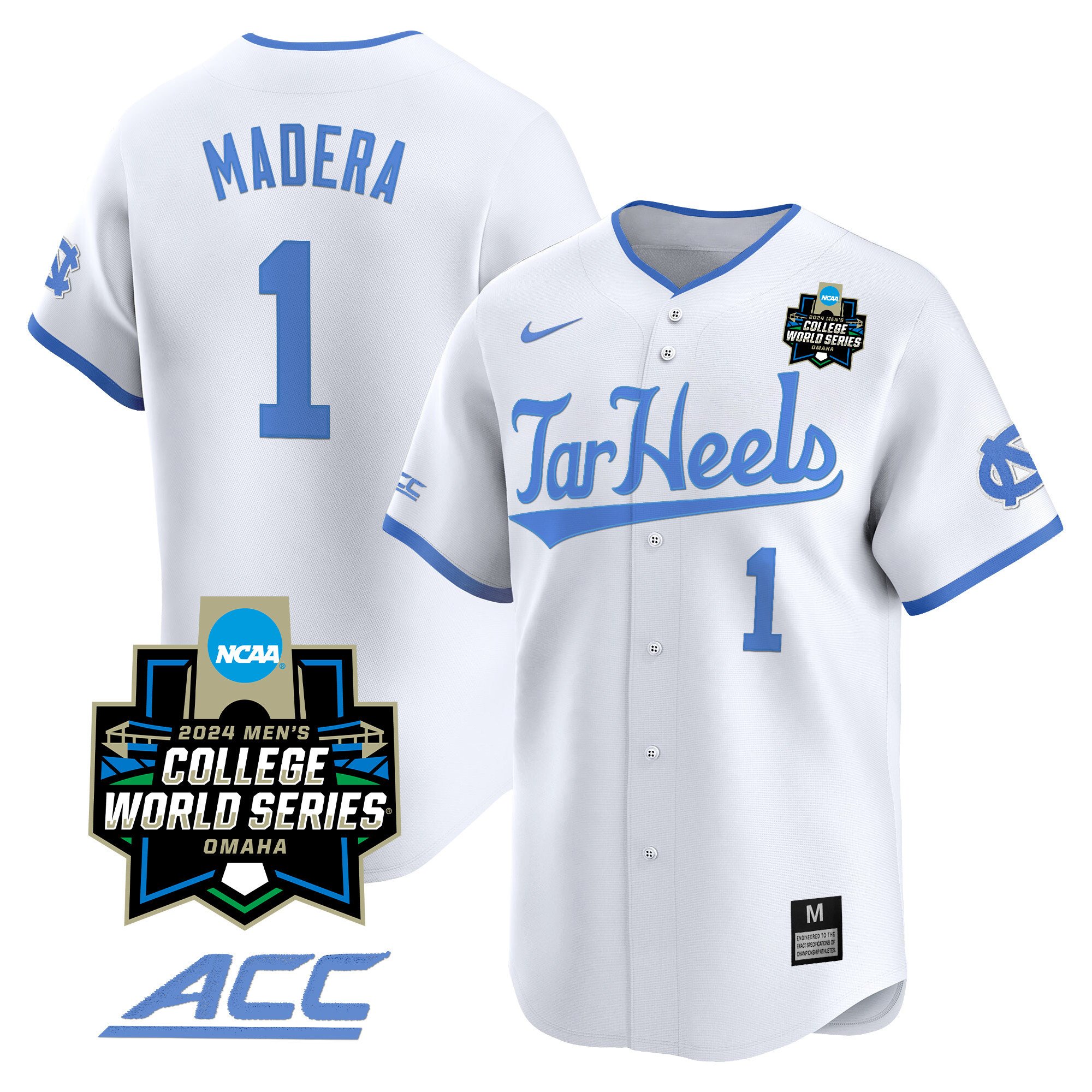 Men's North Carolina Tar Heels 2024 College World Series Vapor Premier Limited Jersey - All Stitched
