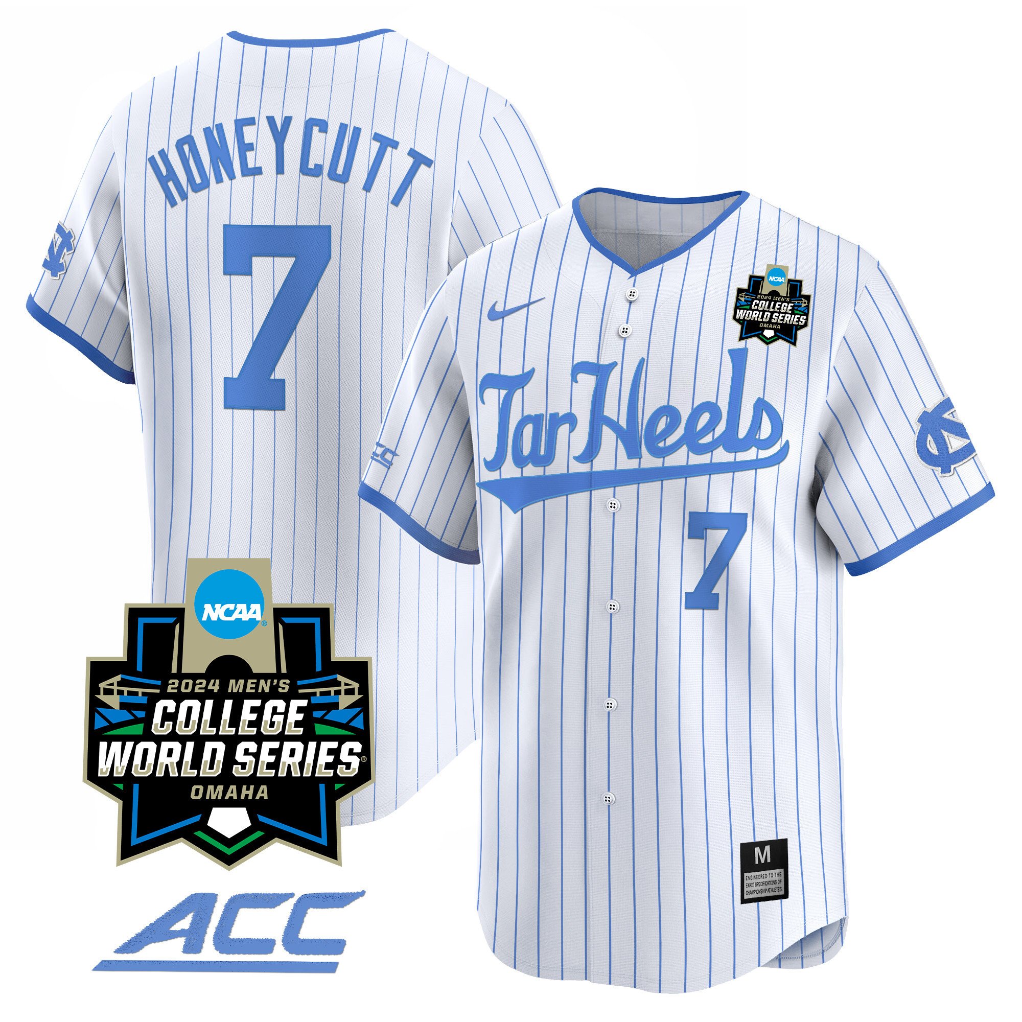 Men's North Carolina Tar Heels 2024 College World Series Vapor Premier Limited Jersey - All Stitched
