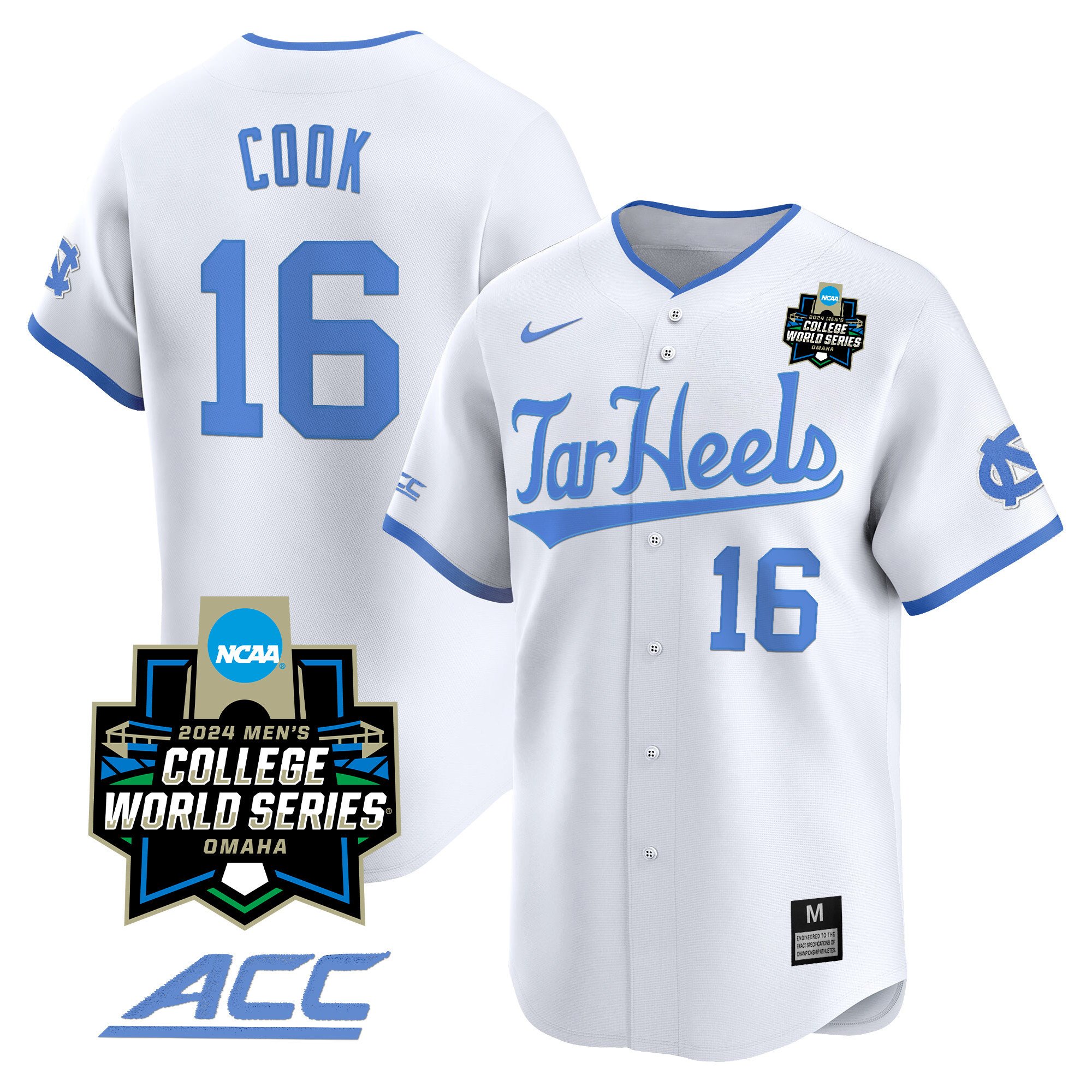 Men's North Carolina Tar Heels 2024 College World Series Vapor Premier Limited Jersey - All Stitched