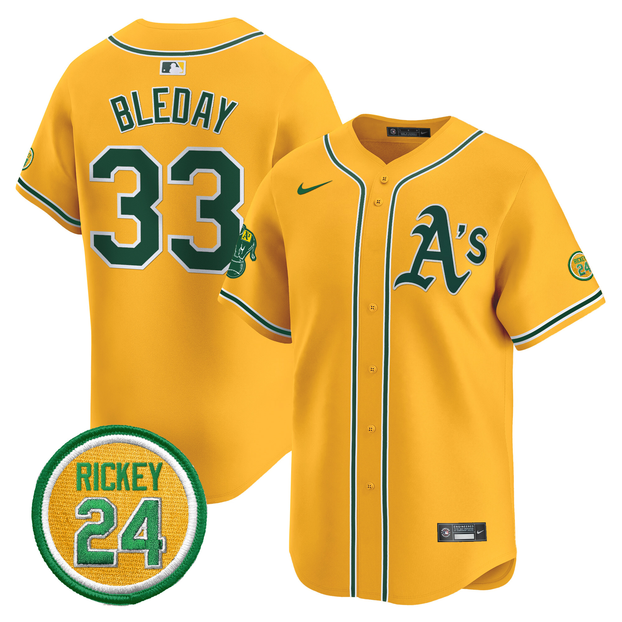Men's Oakland Athletics Rickey Henderson Patch Vapor Premier Limited Jersey - All Stitched