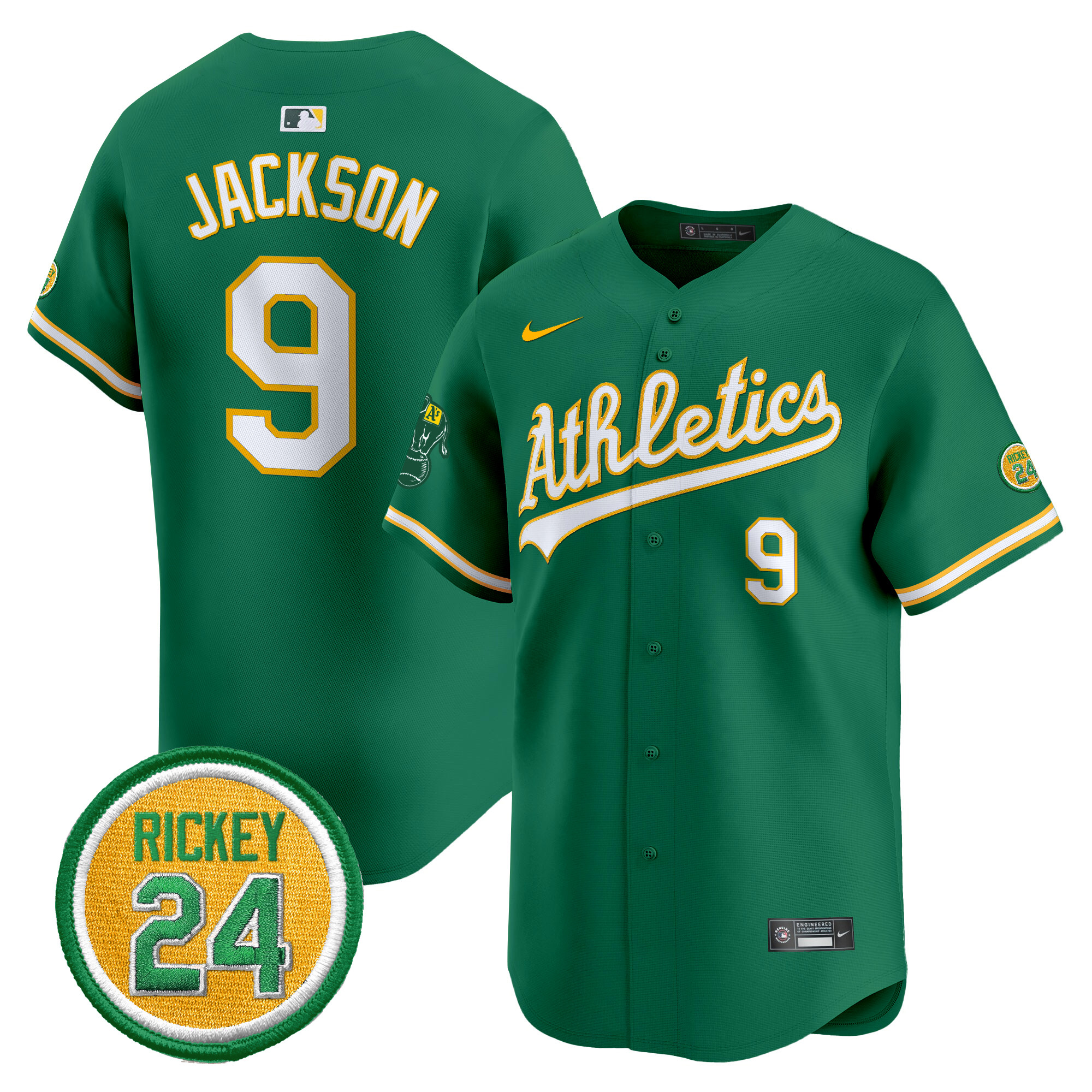 Men's Oakland Athletics Rickey Henderson Patch Vapor Premier Limited Jersey - All Stitched