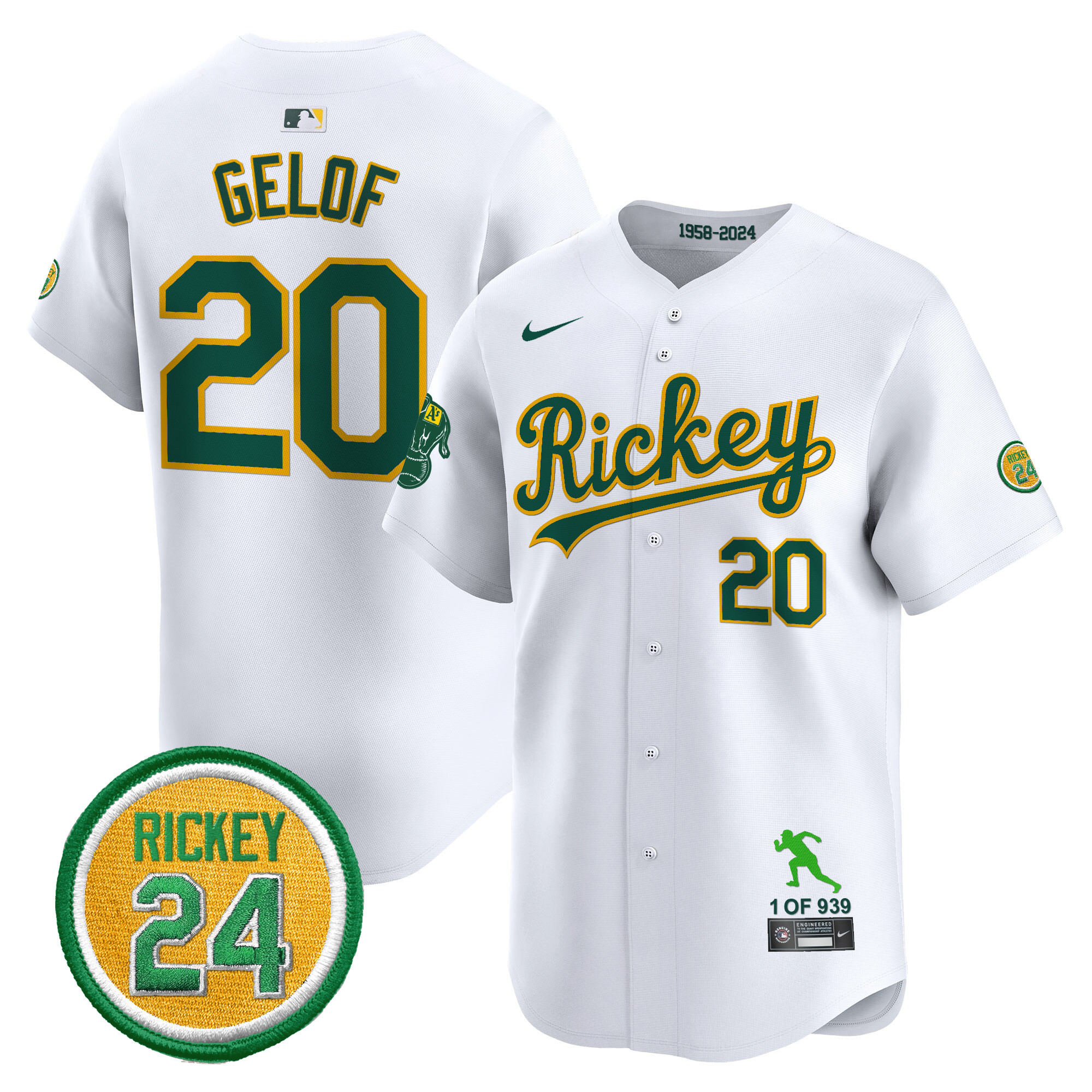 Men's Oakland Athletics Rickey Tribute style Vapor Premier Limited Jersey - All Stitched