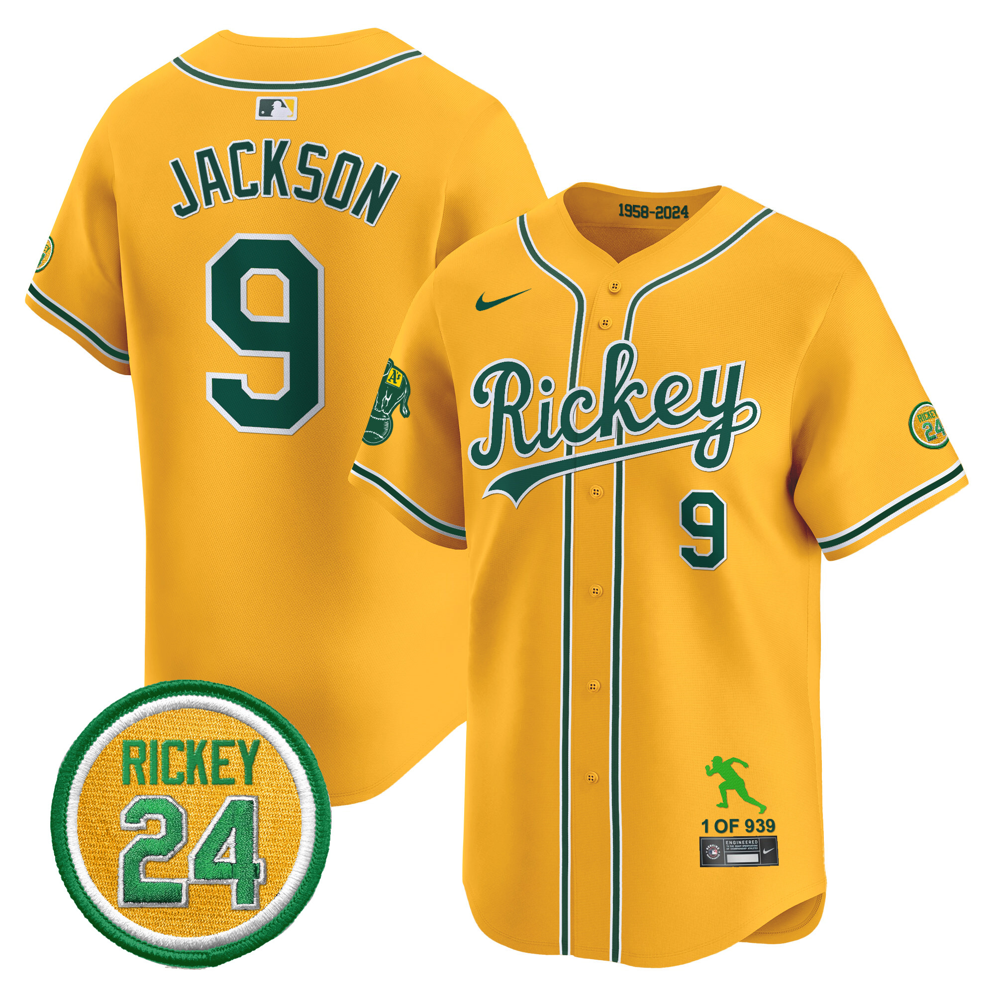 Men's Oakland Athletics Rickey Tribute style Vapor Premier Limited Jersey - All Stitched