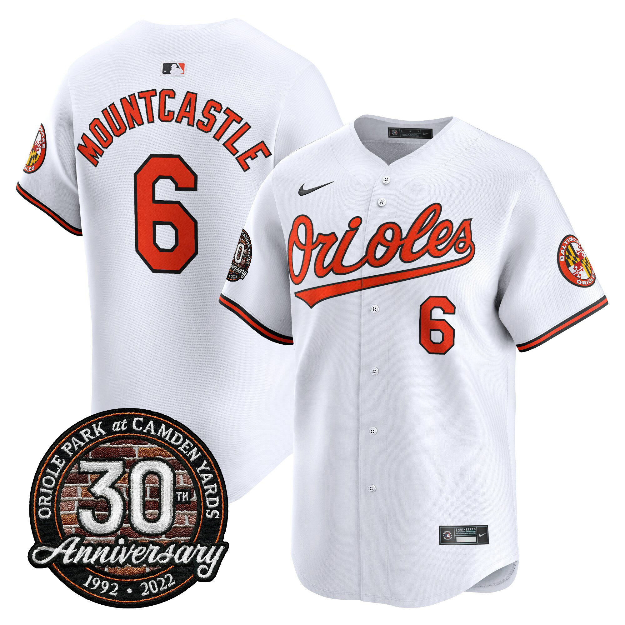 Men’s Orioles Camden Yards 30th Anniversary Patch Vapor Premier Limited Jersey – All Stitched