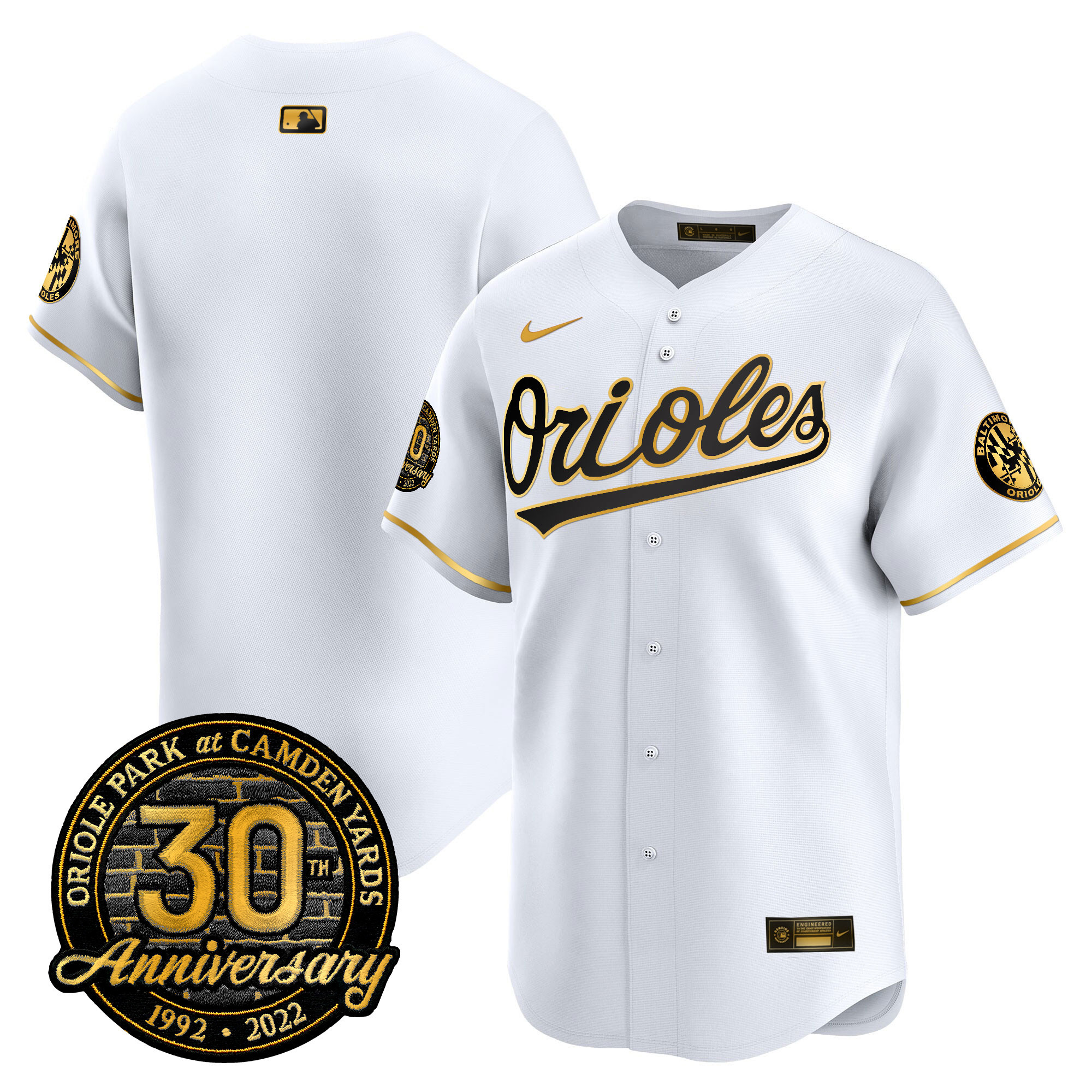 Men’s Orioles Camden Yards 30th Anniversary Patch Vapor Premier Limited Jersey – All Stitched