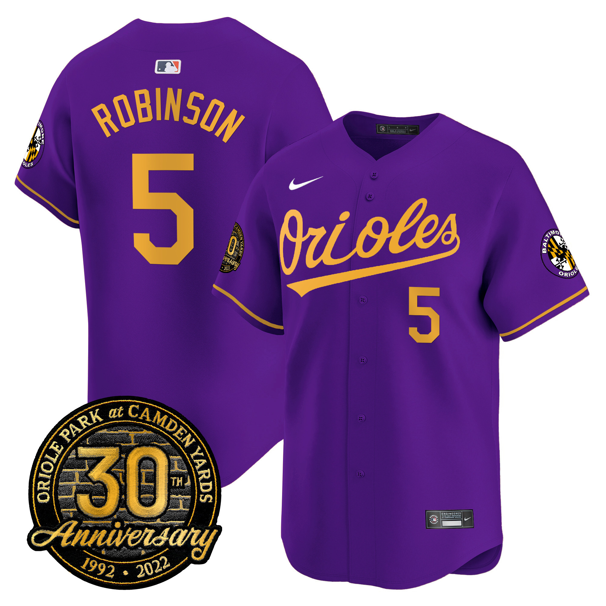 Men’s Orioles Camden Yards 30th Anniversary Patch Vapor Premier Limited Jersey – All Stitched