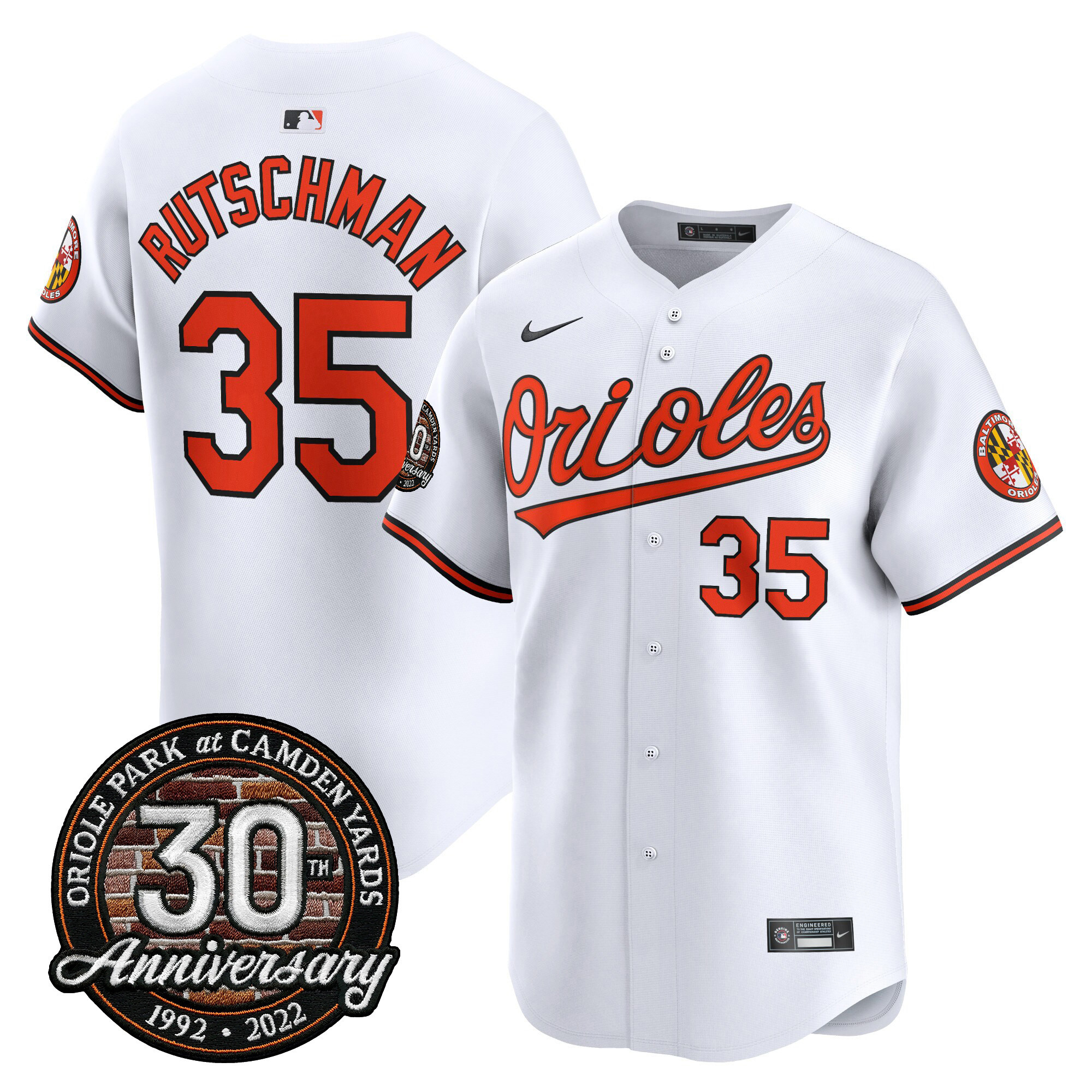 Men’s Orioles Camden Yards 30th Anniversary Patch Vapor Premier Limited Jersey – All Stitched