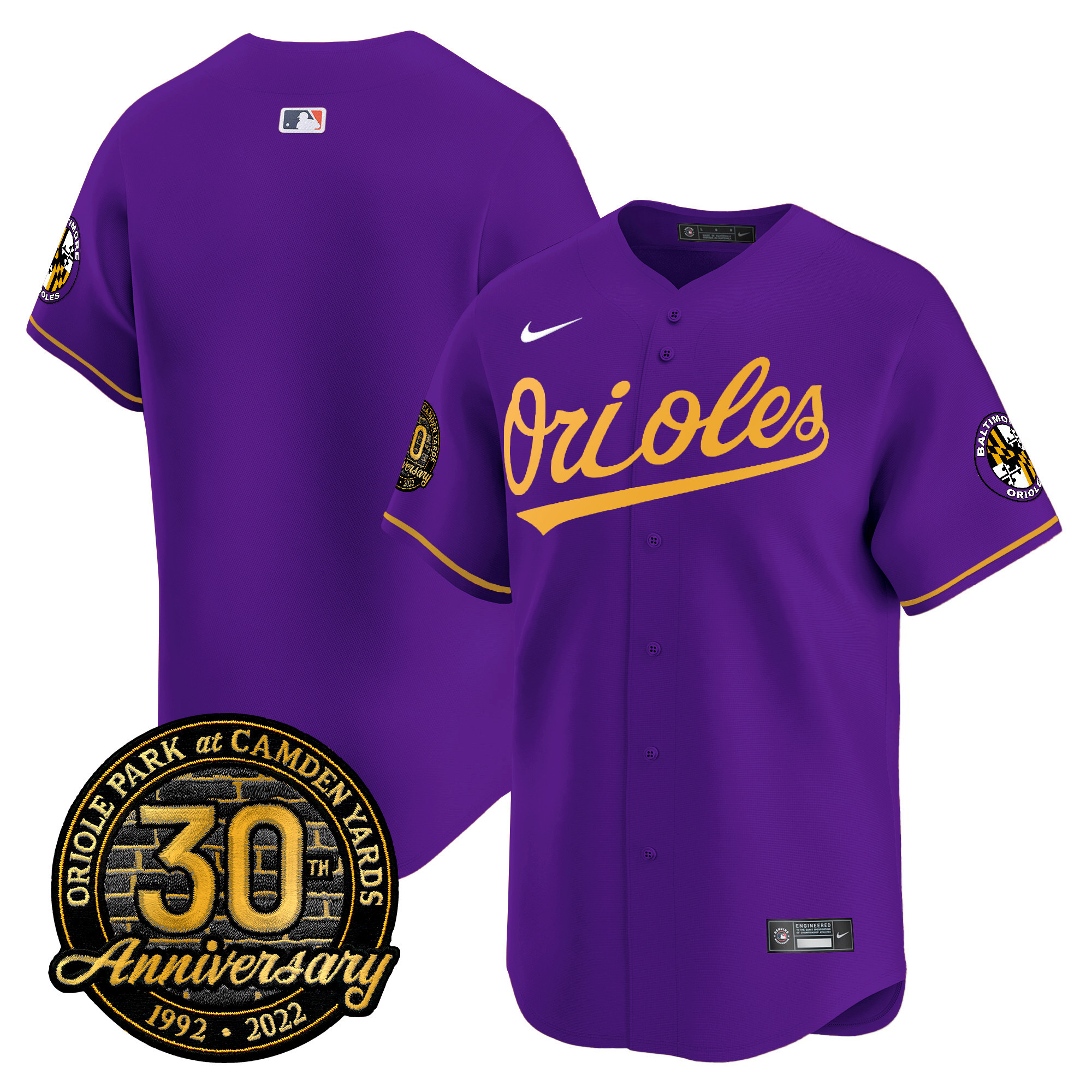 Men’s Orioles Camden Yards 30th Anniversary Patch Vapor Premier Limited Jersey – All Stitched