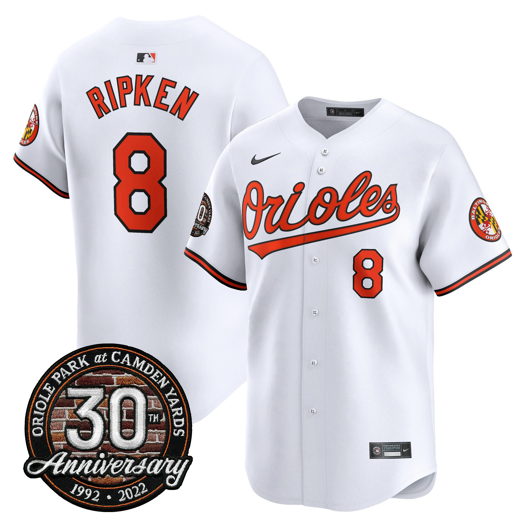 Men’s Orioles Camden Yards 30th Anniversary Patch Vapor Premier Limited Jersey – All Stitched