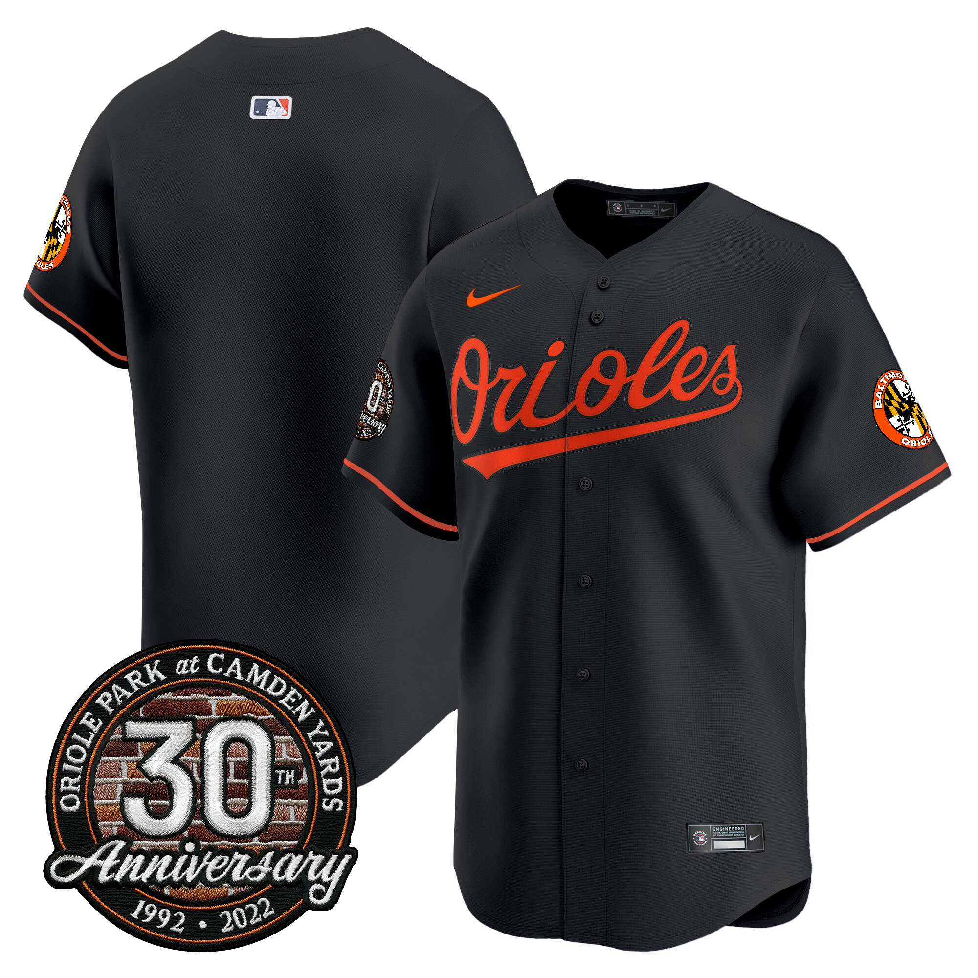 Men’s Orioles Camden Yards 30th Anniversary Patch Vapor Premier Limited Jersey – All Stitched