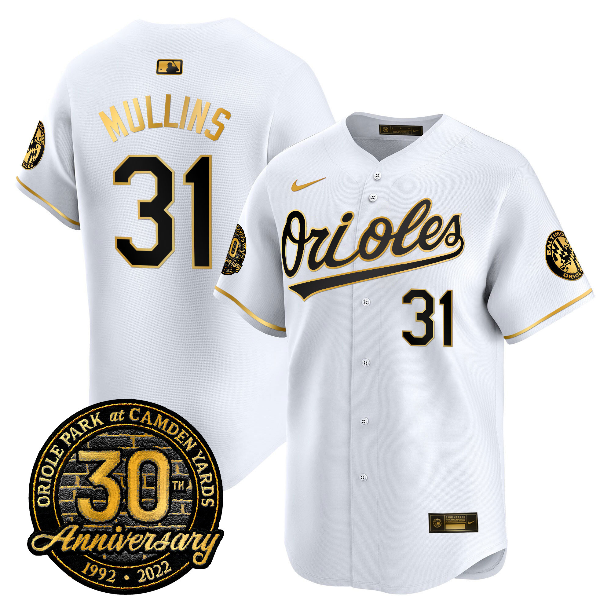 Men’s Orioles Camden Yards 30th Anniversary Patch Vapor Premier Limited Jersey – All Stitched