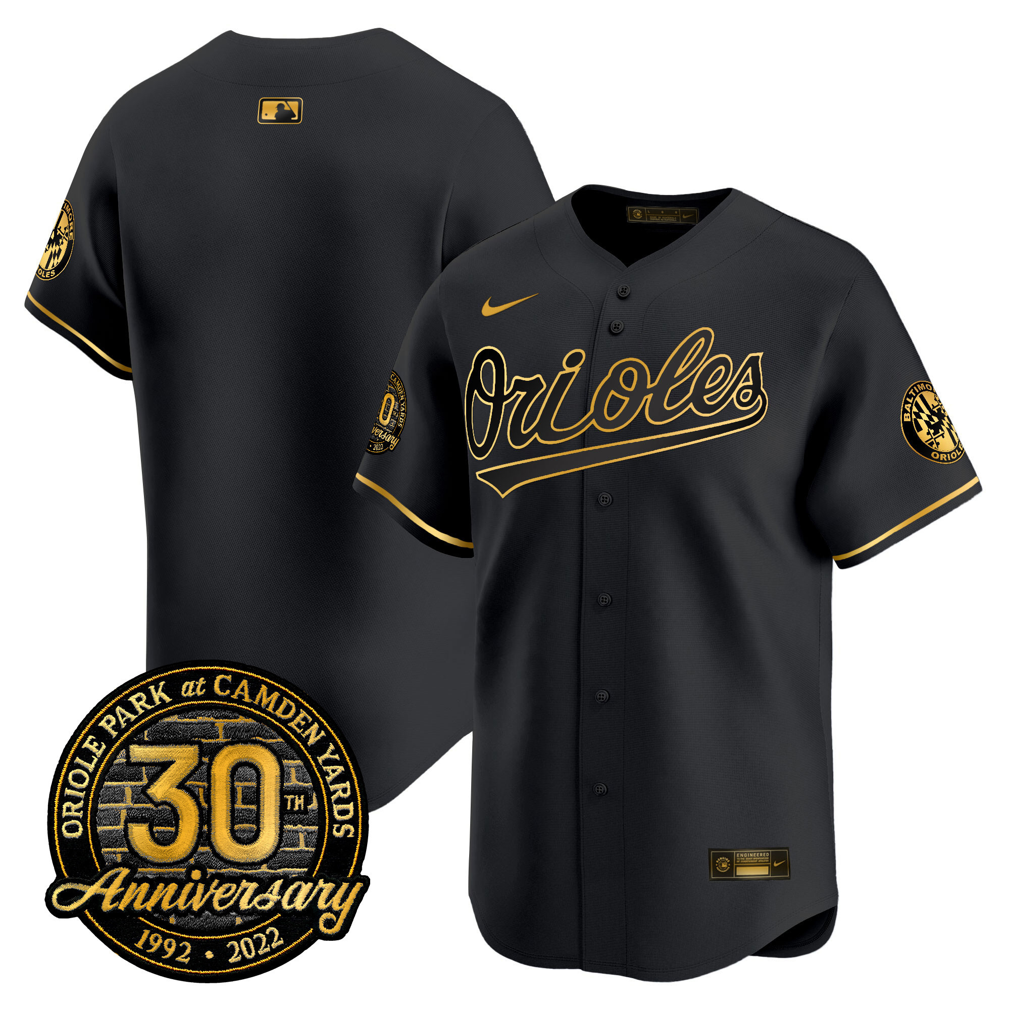 Men’s Orioles Camden Yards 30th Anniversary Patch Vapor Premier Limited Jersey – All Stitched