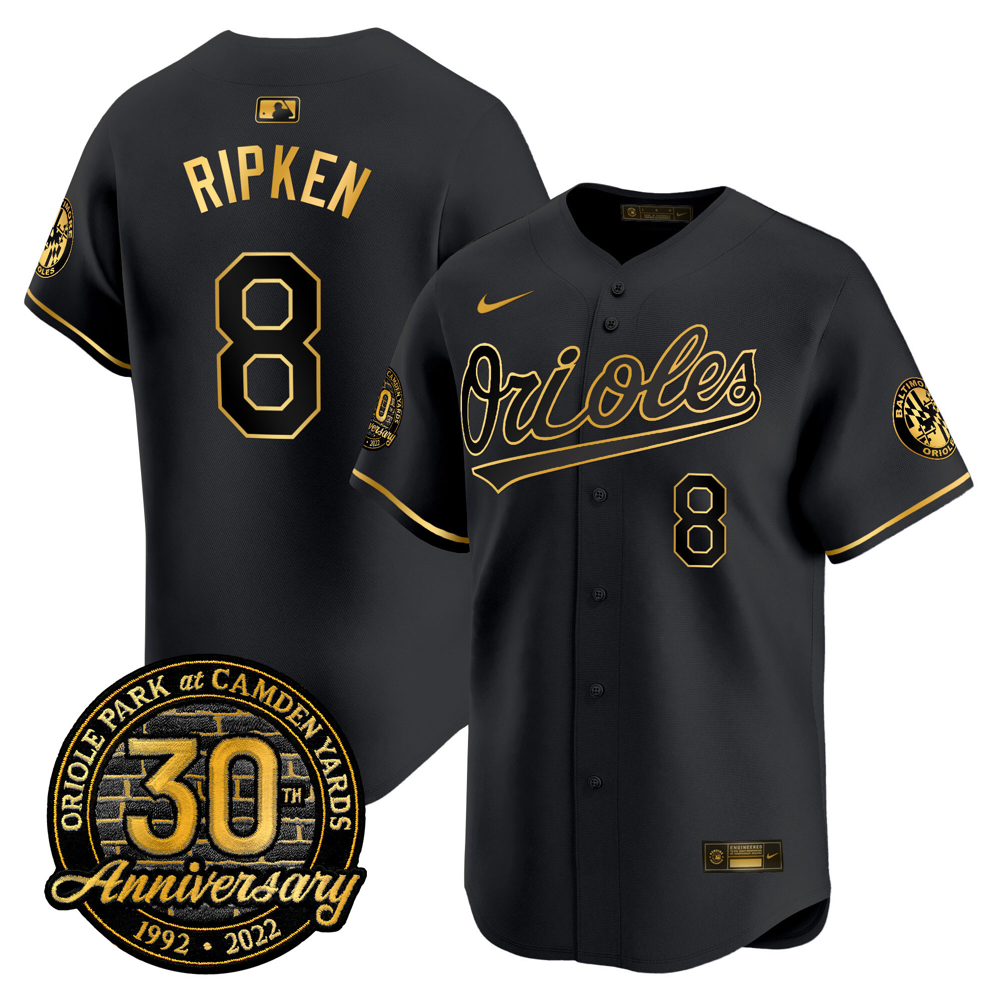 Men’s Orioles Camden Yards 30th Anniversary Patch Vapor Premier Limited Jersey – All Stitched