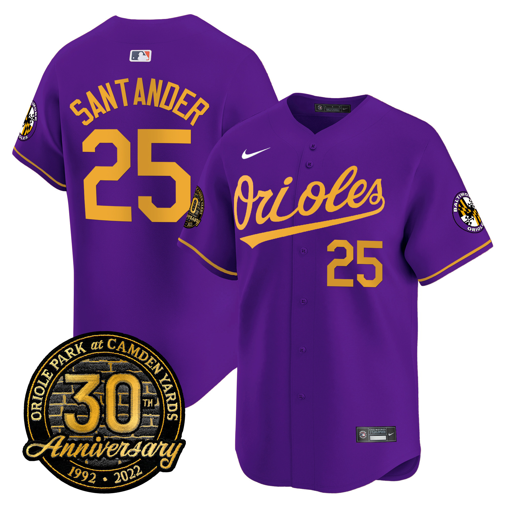 Men’s Orioles Camden Yards 30th Anniversary Patch Vapor Premier Limited Jersey – All Stitched