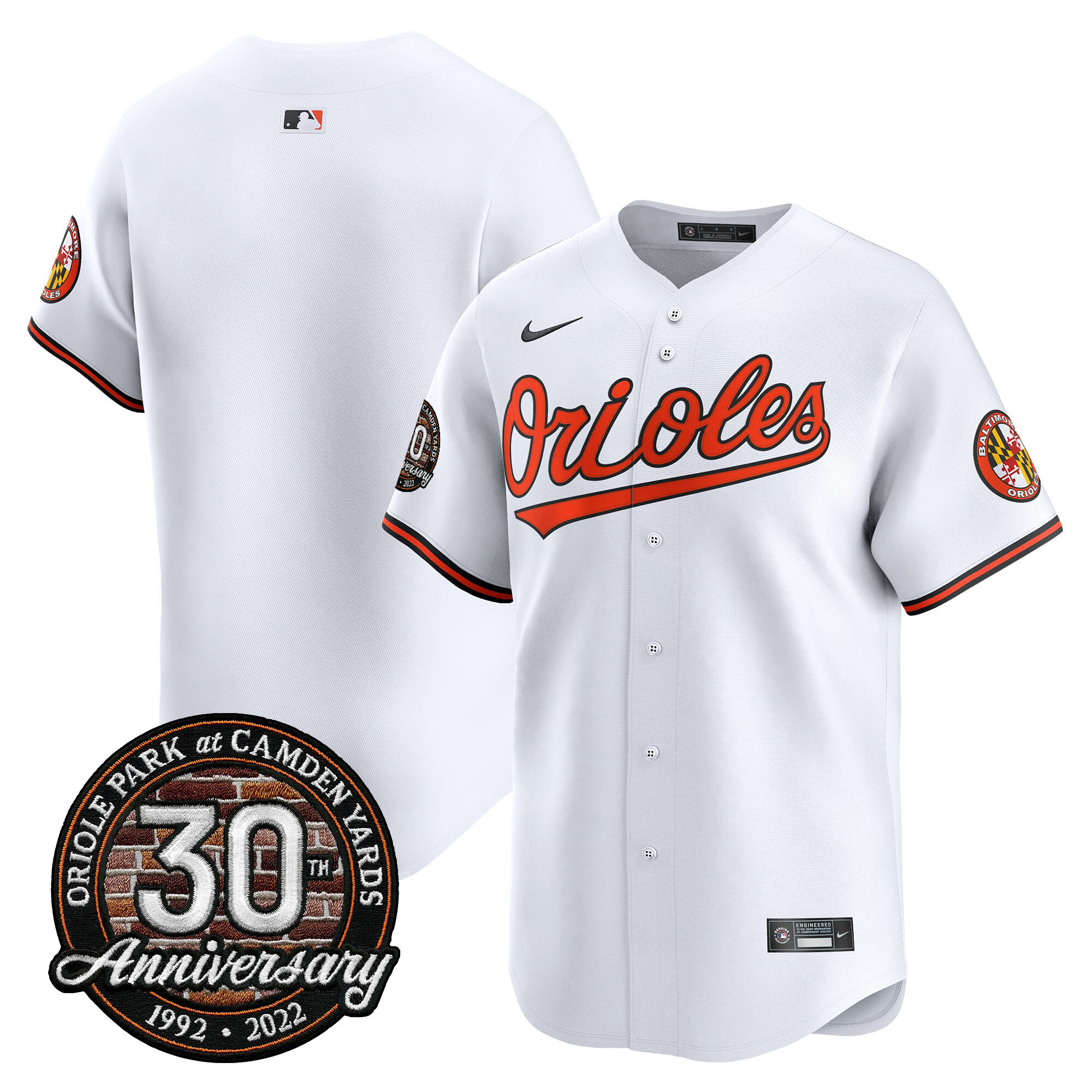 Men’s Orioles Camden Yards 30th Anniversary Patch Vapor Premier Limited Jersey – All Stitched