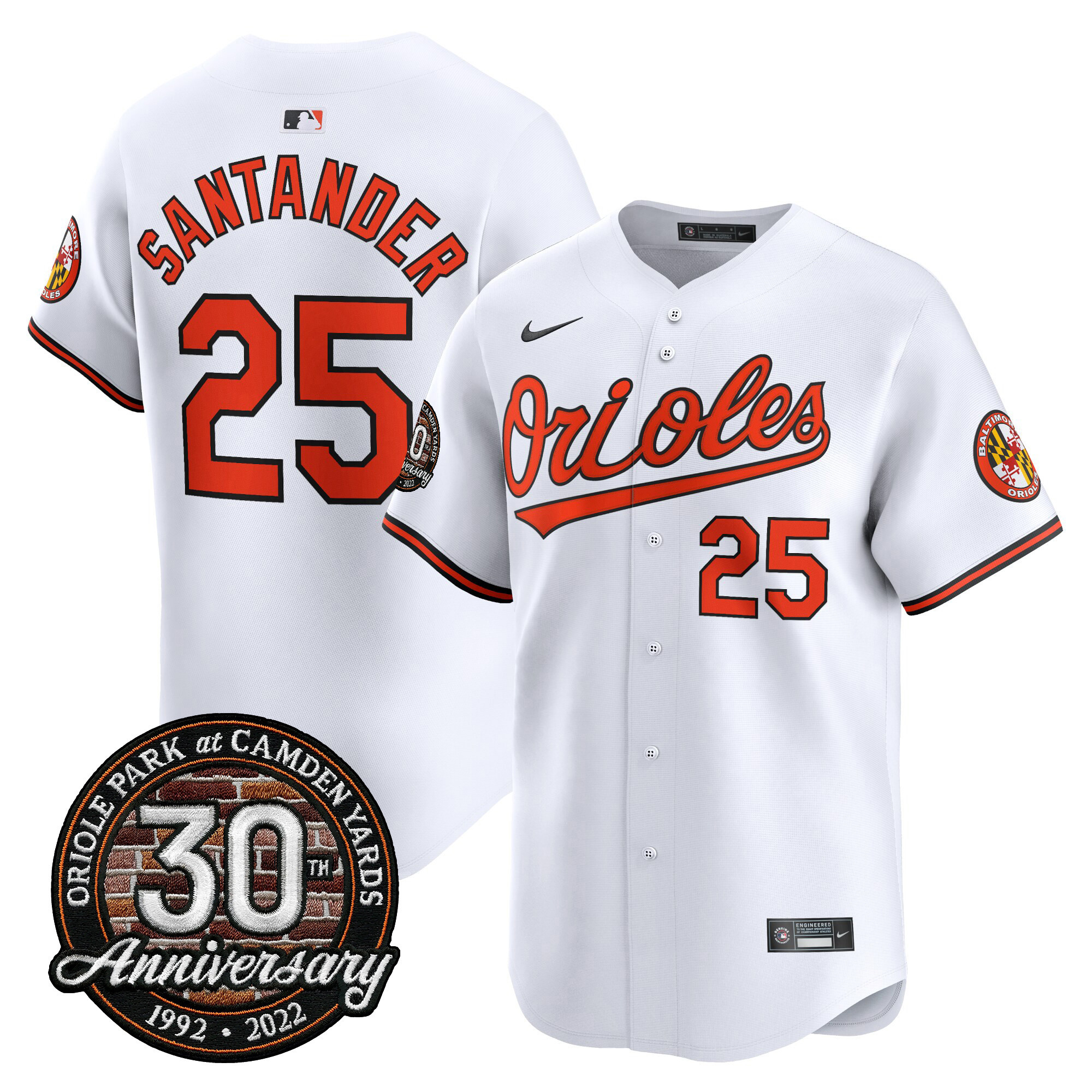 Men’s Orioles Camden Yards 30th Anniversary Patch Vapor Premier Limited Jersey – All Stitched