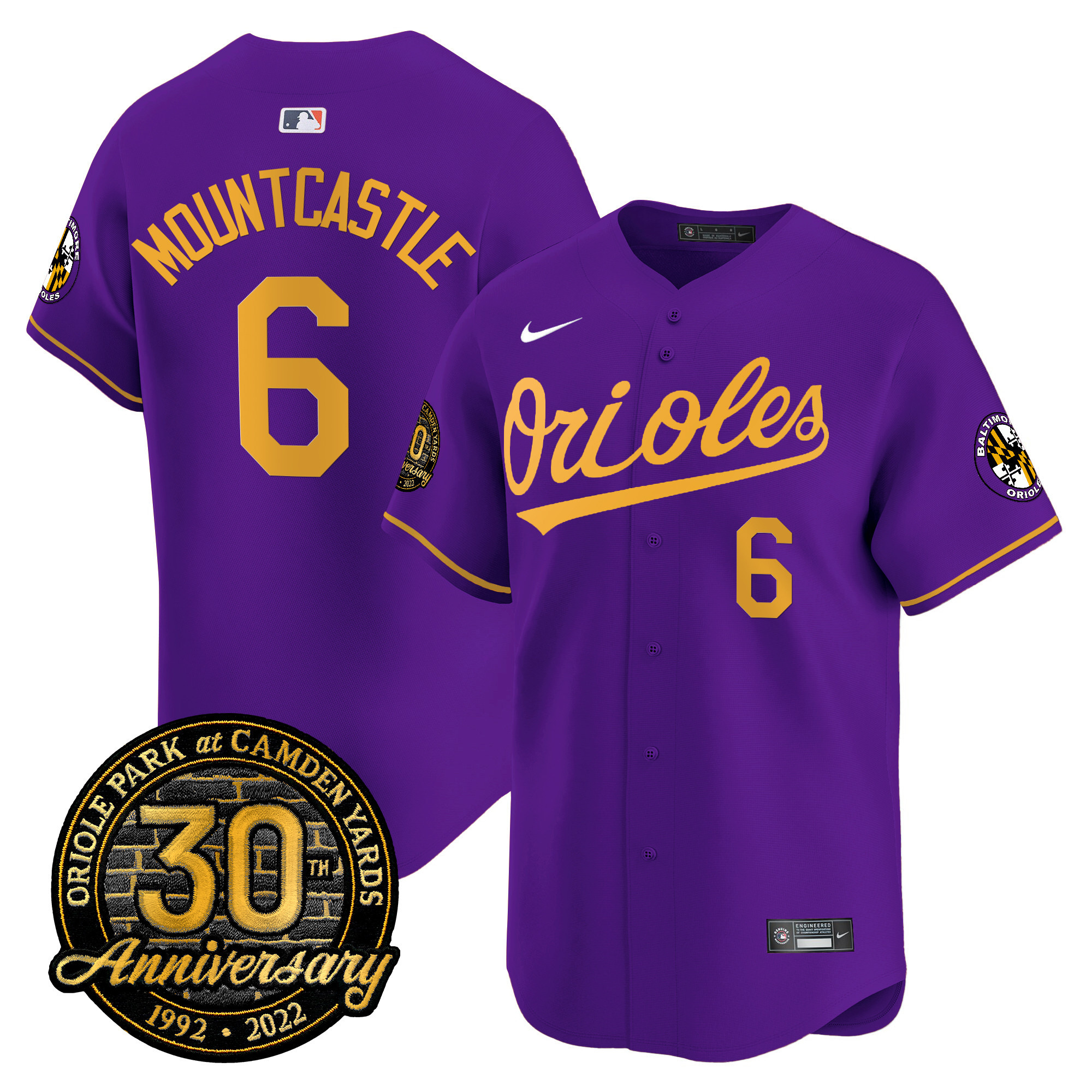 Men’s Orioles Camden Yards 30th Anniversary Patch Vapor Premier Limited Jersey – All Stitched