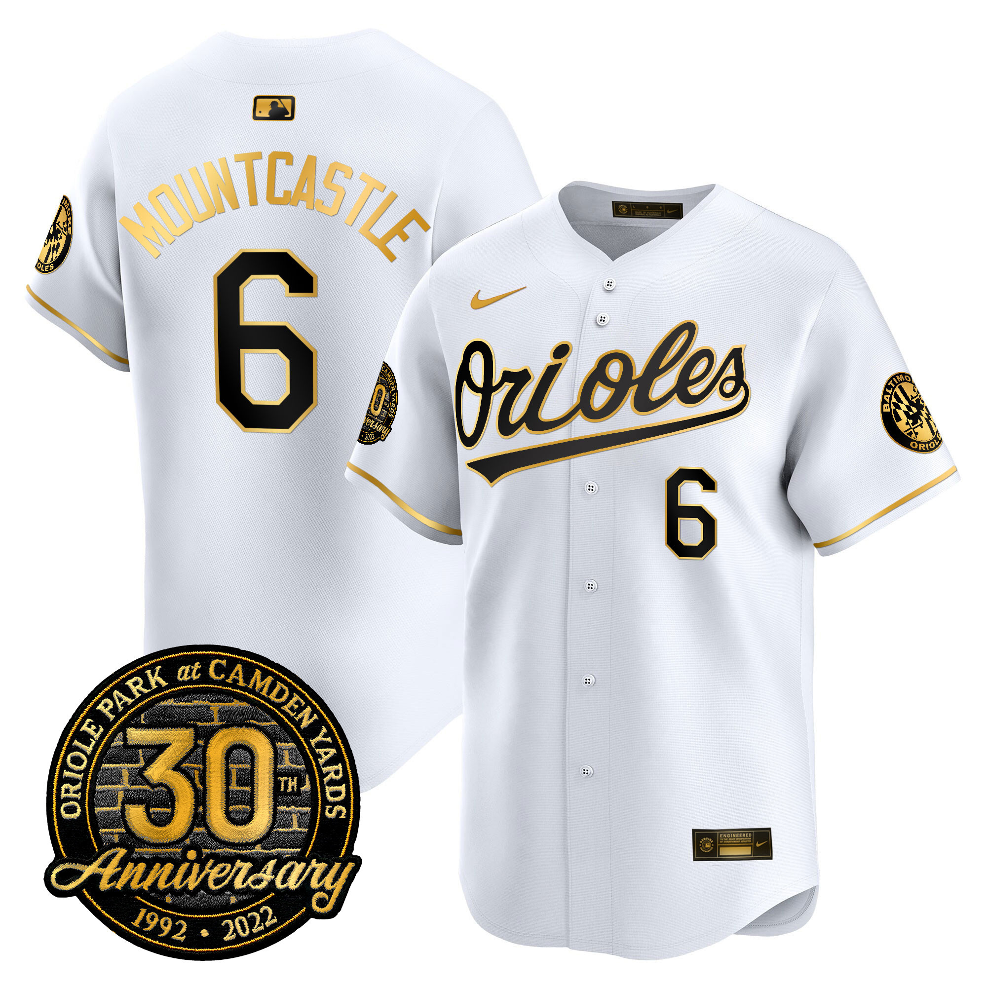 Men’s Orioles Camden Yards 30th Anniversary Patch Vapor Premier Limited Jersey – All Stitched