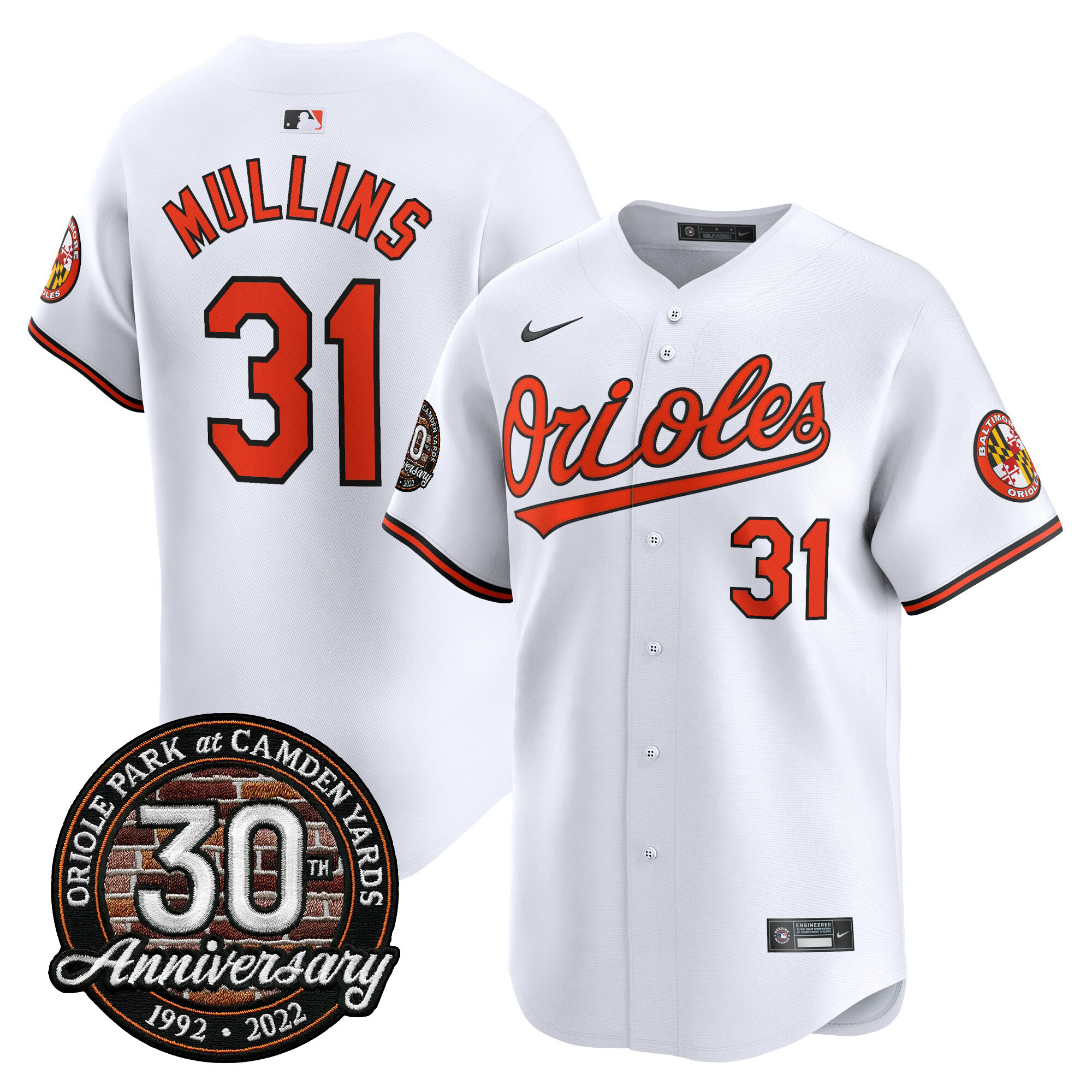 Men’s Orioles Camden Yards 30th Anniversary Patch Vapor Premier Limited Jersey – All Stitched