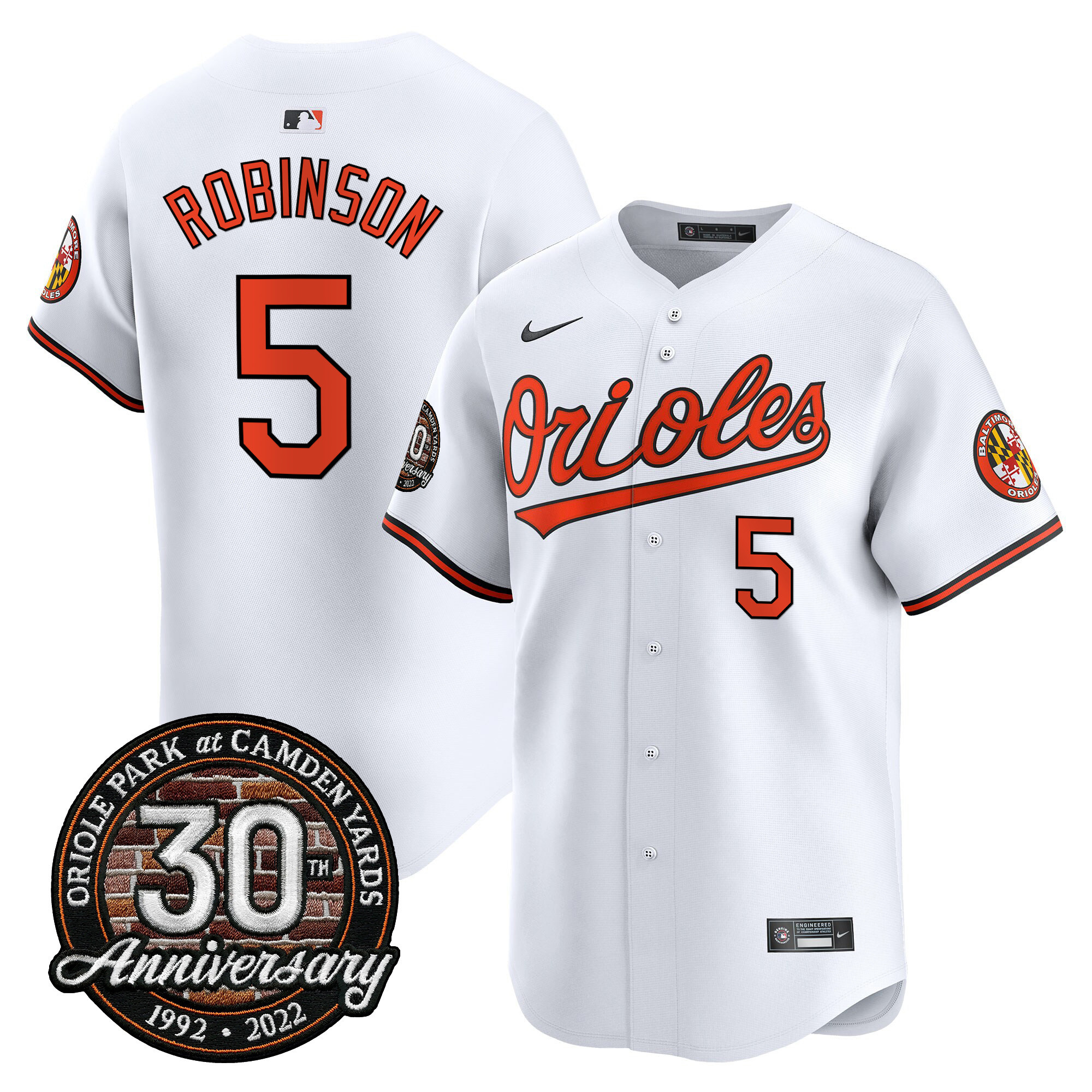 Men’s Orioles Camden Yards 30th Anniversary Patch Vapor Premier Limited Jersey – All Stitched