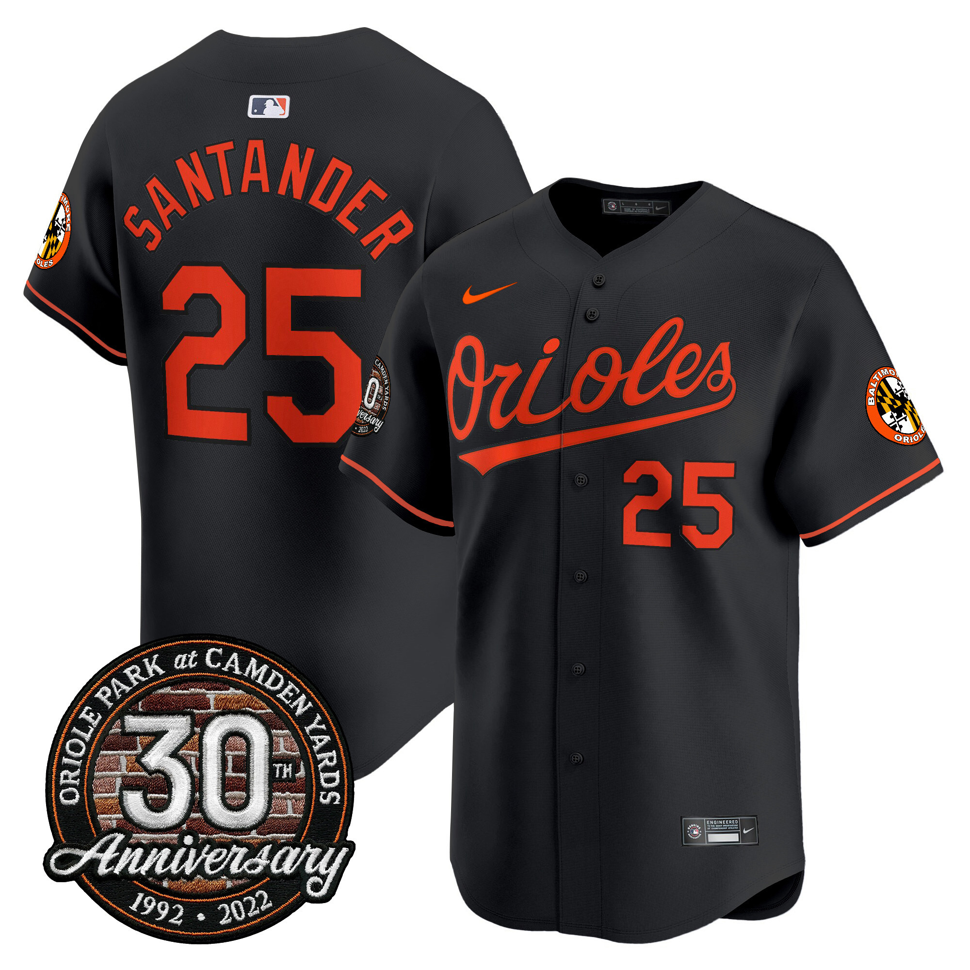 Men’s Orioles Camden Yards 30th Anniversary Patch Vapor Premier Limited Jersey – All Stitched
