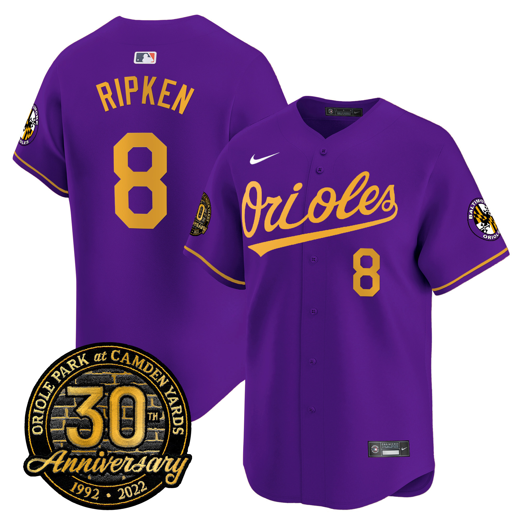 Men’s Orioles Camden Yards 30th Anniversary Patch Vapor Premier Limited Jersey – All Stitched
