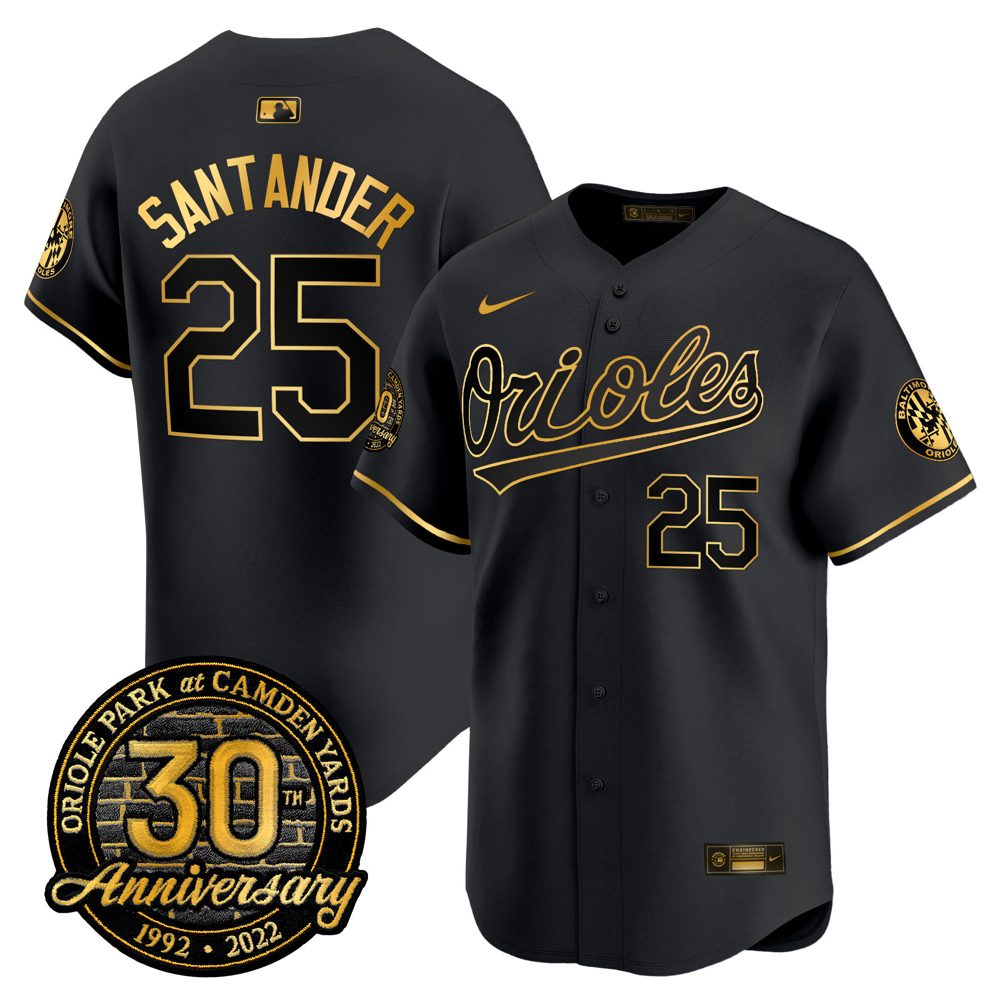 Men’s Orioles Camden Yards 30th Anniversary Patch Vapor Premier Limited Jersey – All Stitched