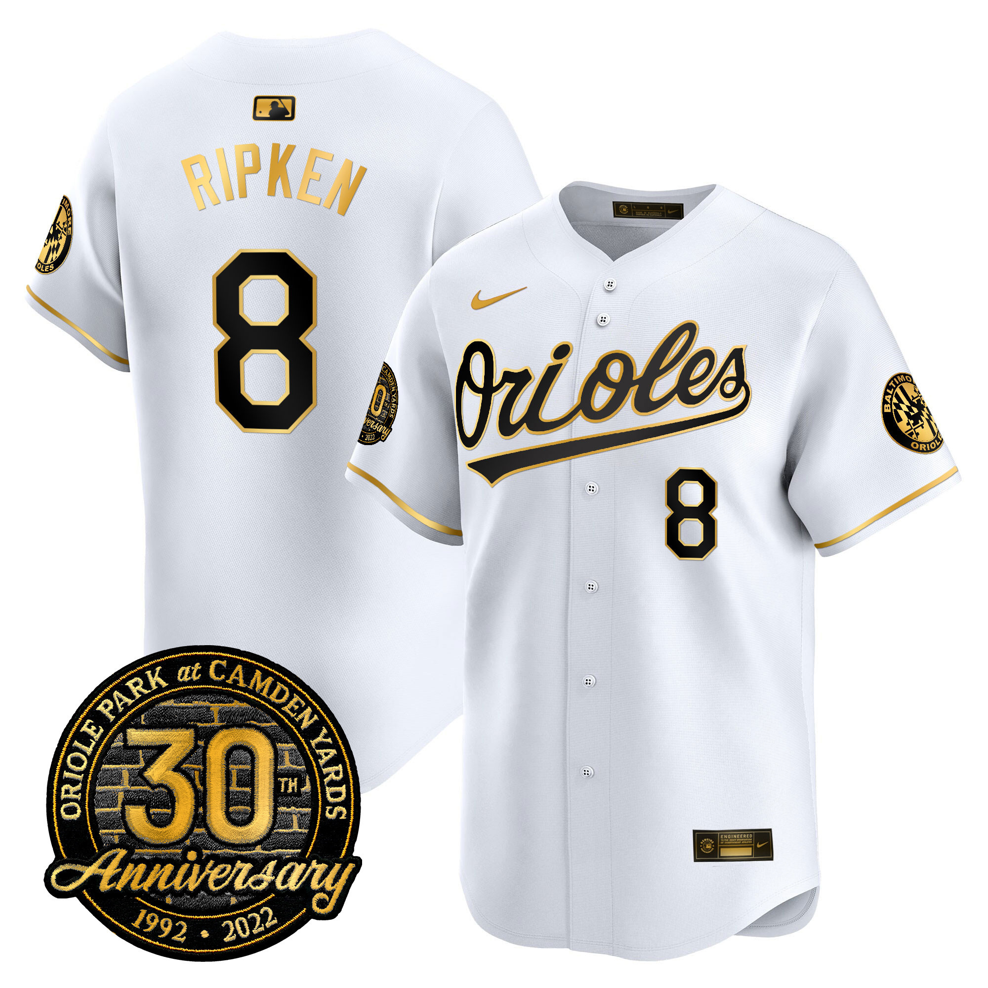 Men’s Orioles Camden Yards 30th Anniversary Patch Vapor Premier Limited Jersey – All Stitched