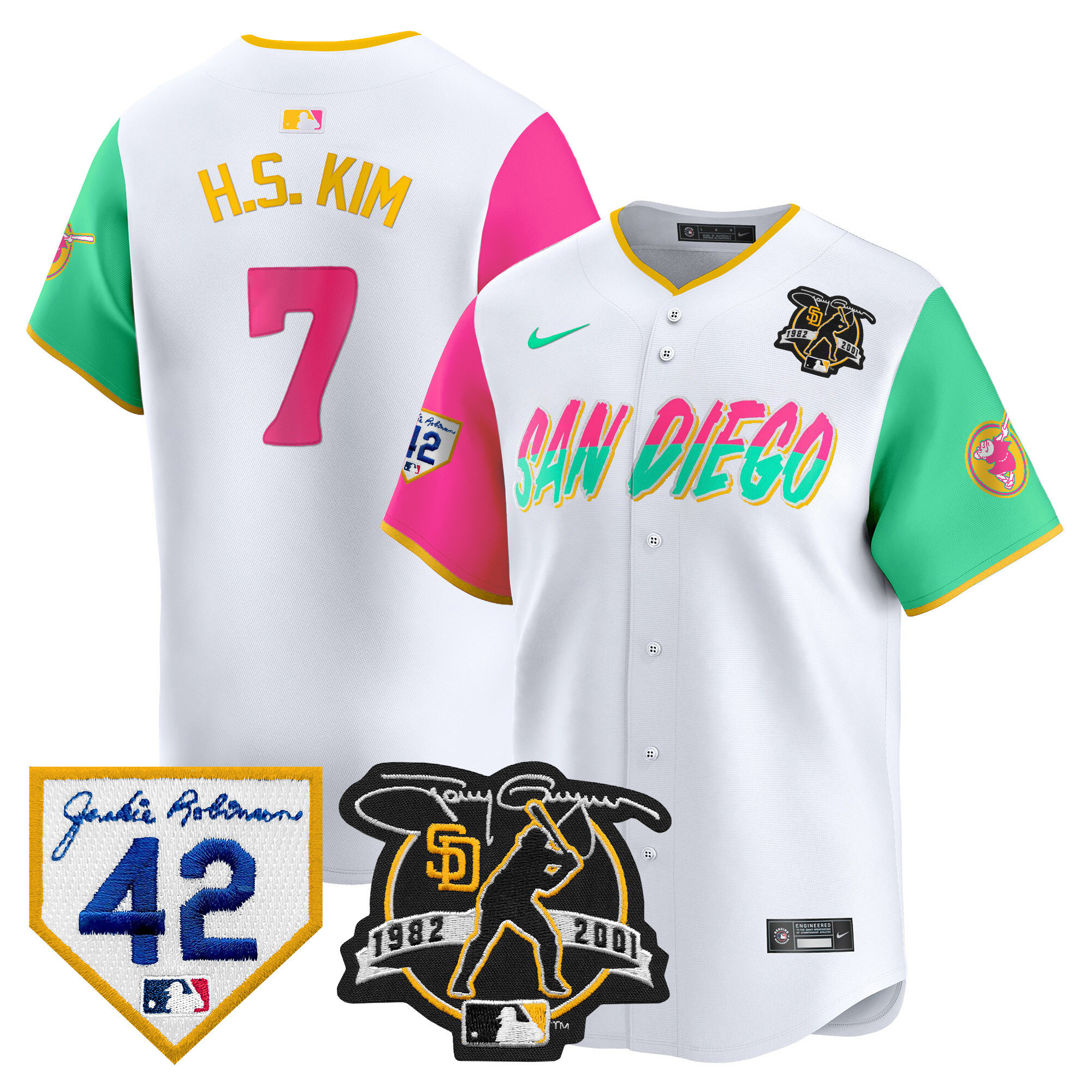 Men's Padres 2024 Tony Gwynn & Robinson Patch Vapor Premier Limited Jersey – All Stitched