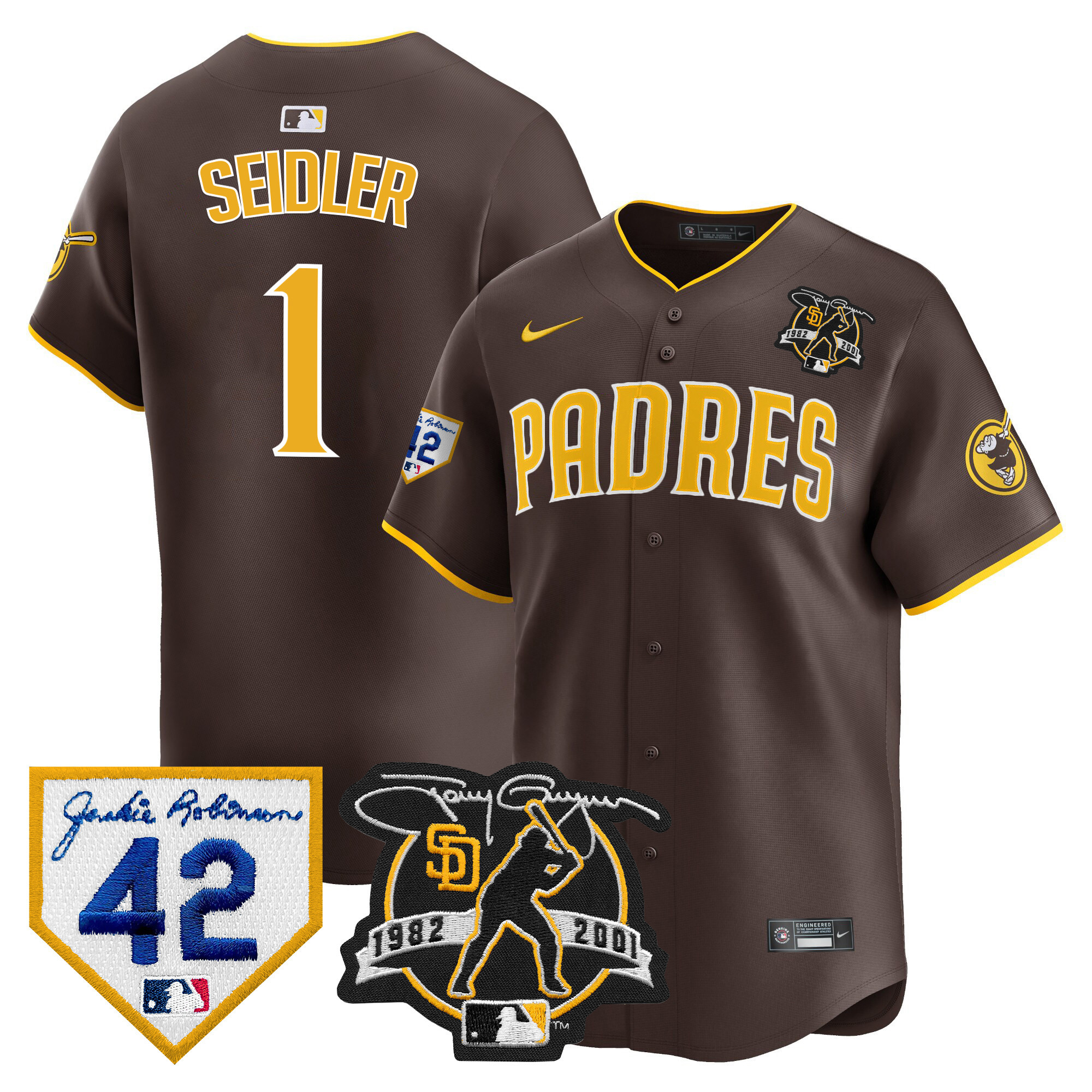 Men's Padres 2024 Tony Gwynn & Robinson Patch Vapor Premier Limited Jersey – All Stitched