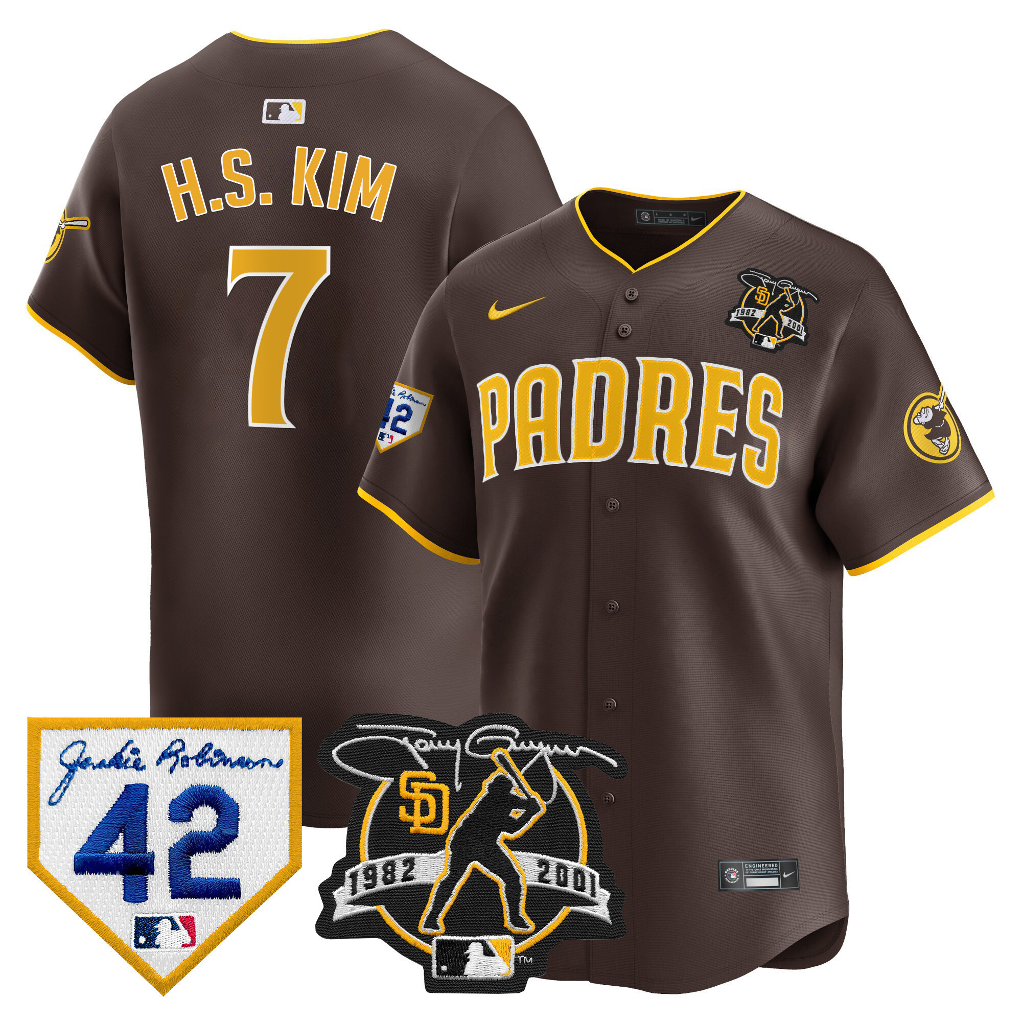 Men's Padres 2024 Tony Gwynn & Robinson Patch Vapor Premier Limited Jersey – All Stitched