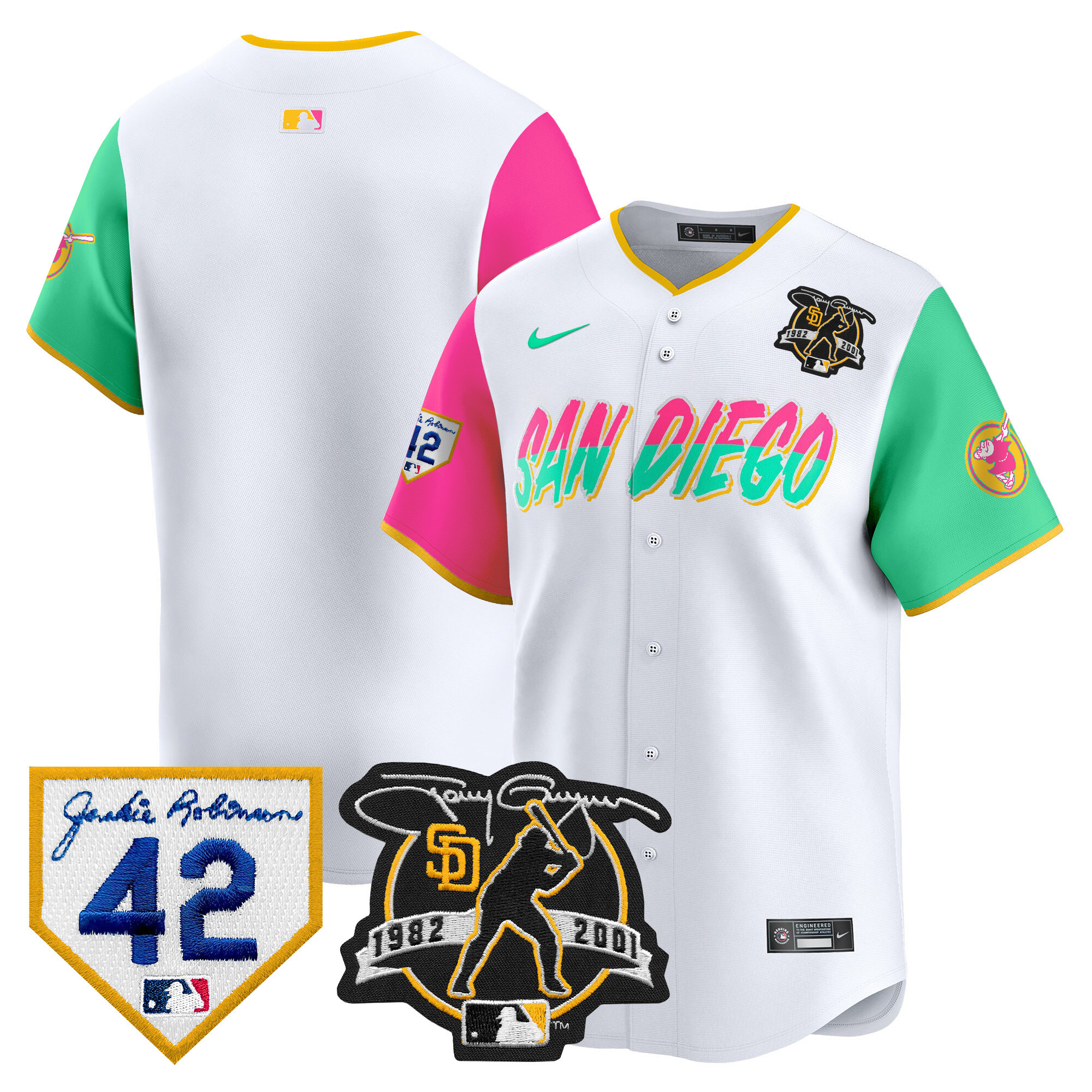 Men's Padres 2024 Tony Gwynn & Robinson Patch Vapor Premier Limited Jersey – All Stitched