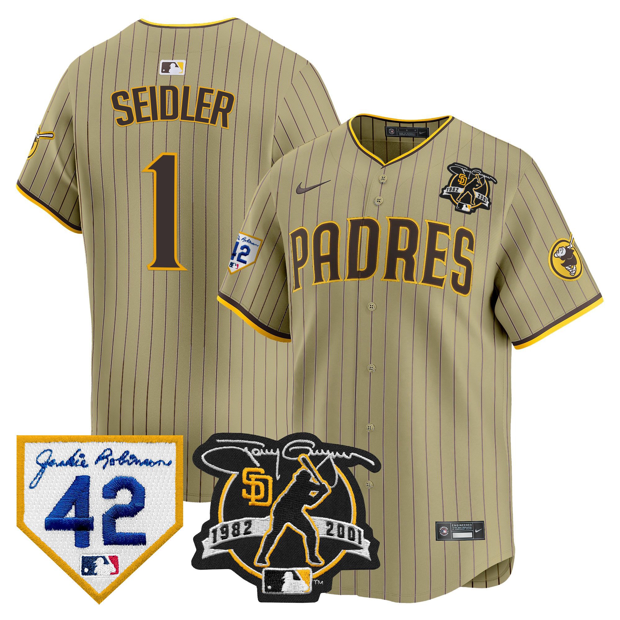 Men's Padres 2024 Tony Gwynn & Robinson Patch Vapor Premier Limited Jersey – All Stitched