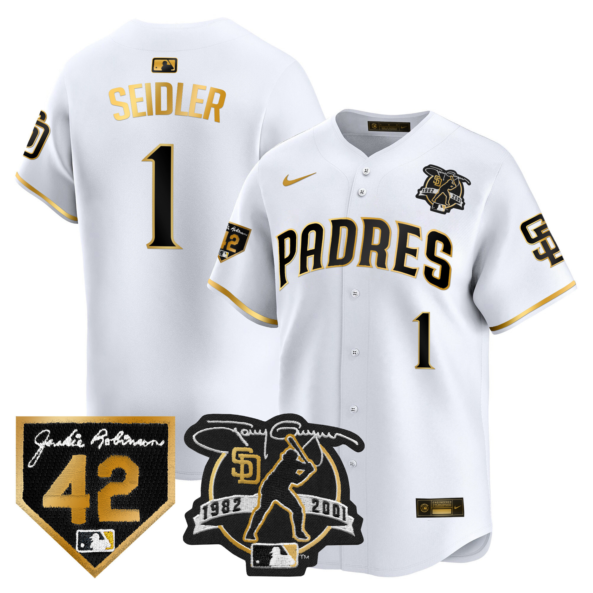 Men's Padres 2024 Tony Gwynn & Robinson Patch Vapor Premier Limited Jersey – All Stitched