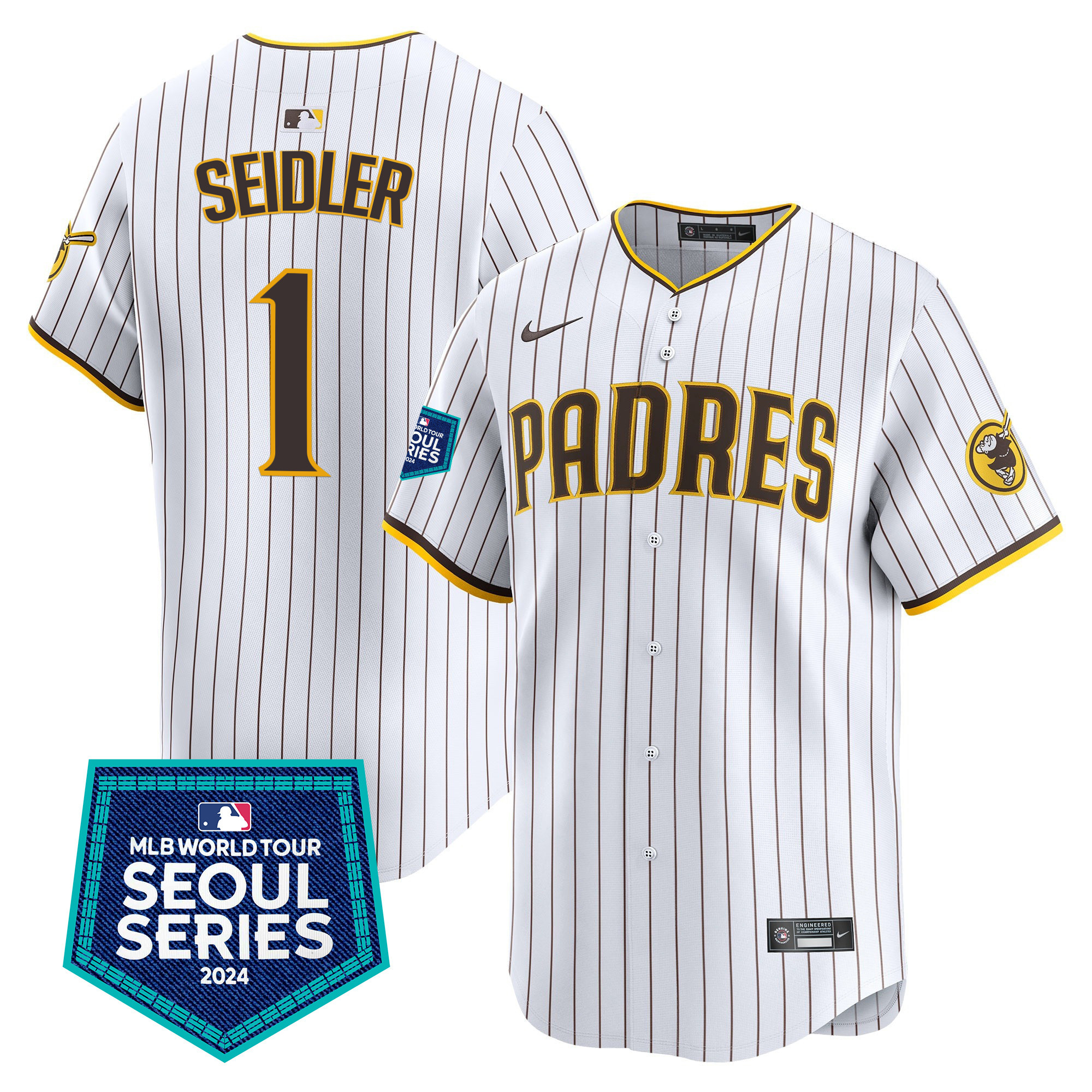 Men's Padres 2024 World Tour Seoul Series Patch Vapor Premier Limited Jersey – All Stitched