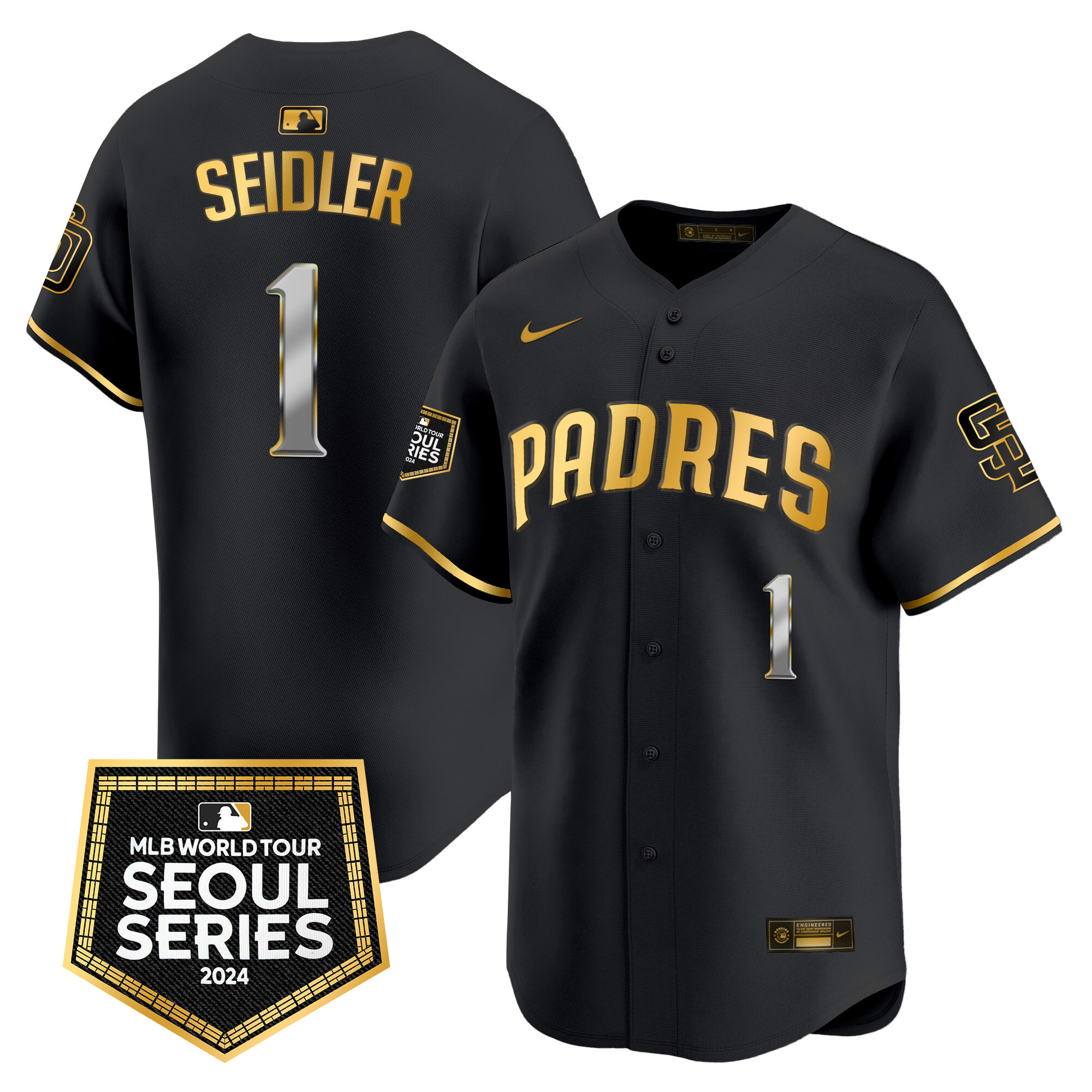 Men's Padres 2024 World Tour Seoul Series Patch Vapor Premier Limited Jersey – All Stitched