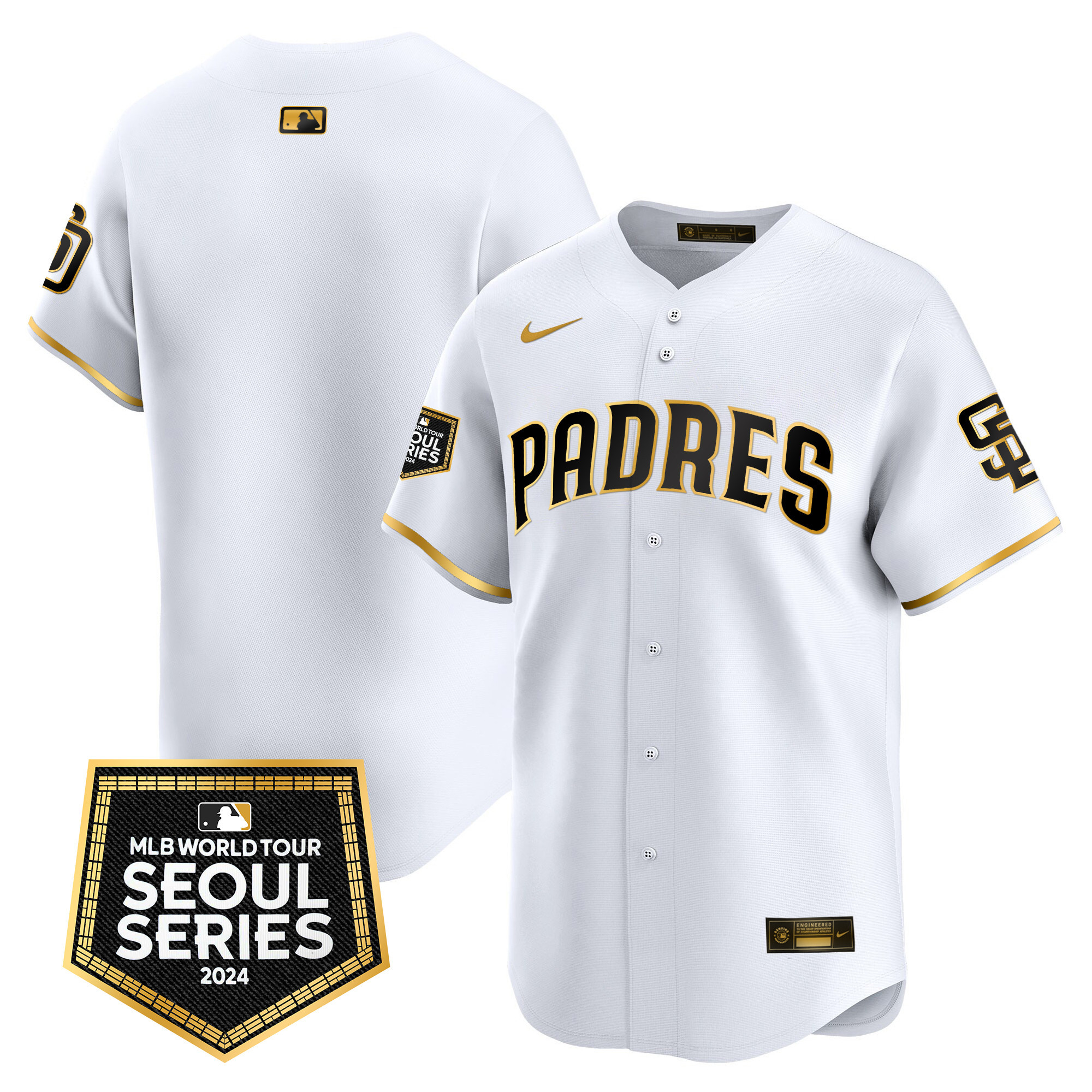 Men's Padres 2024 World Tour Seoul Series Patch Vapor Premier Limited Jersey – All Stitched