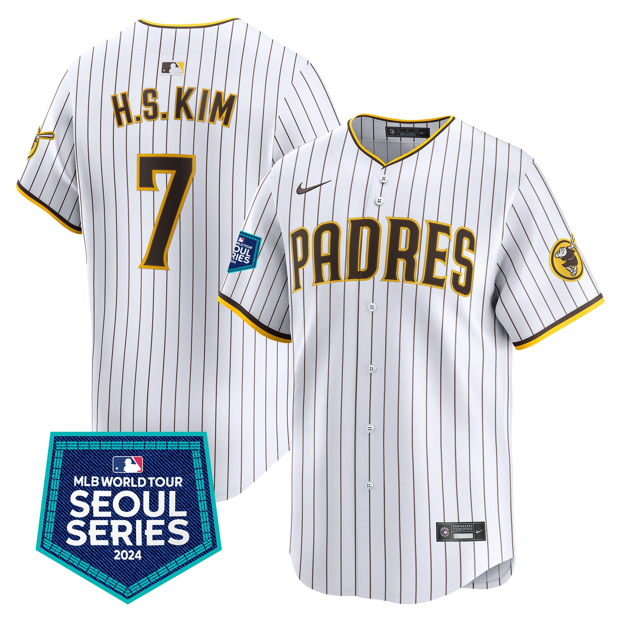 Men's Padres 2024 World Tour Seoul Series Patch Vapor Premier Limited Jersey – All Stitched