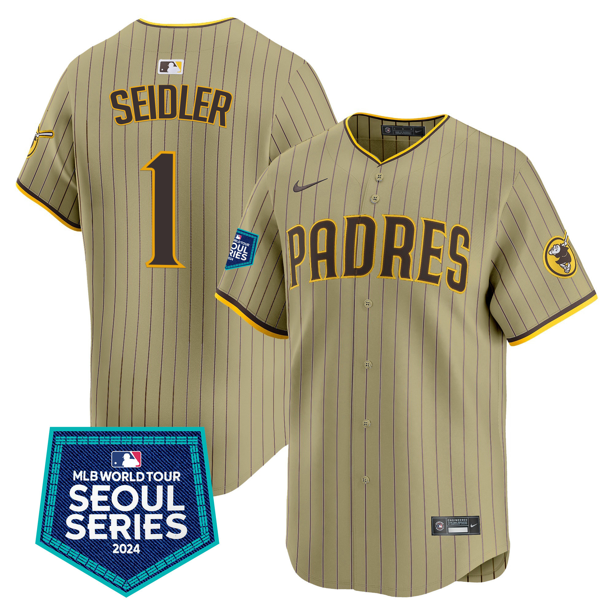 Men's Padres 2024 World Tour Seoul Series Patch Vapor Premier Limited Jersey – All Stitched