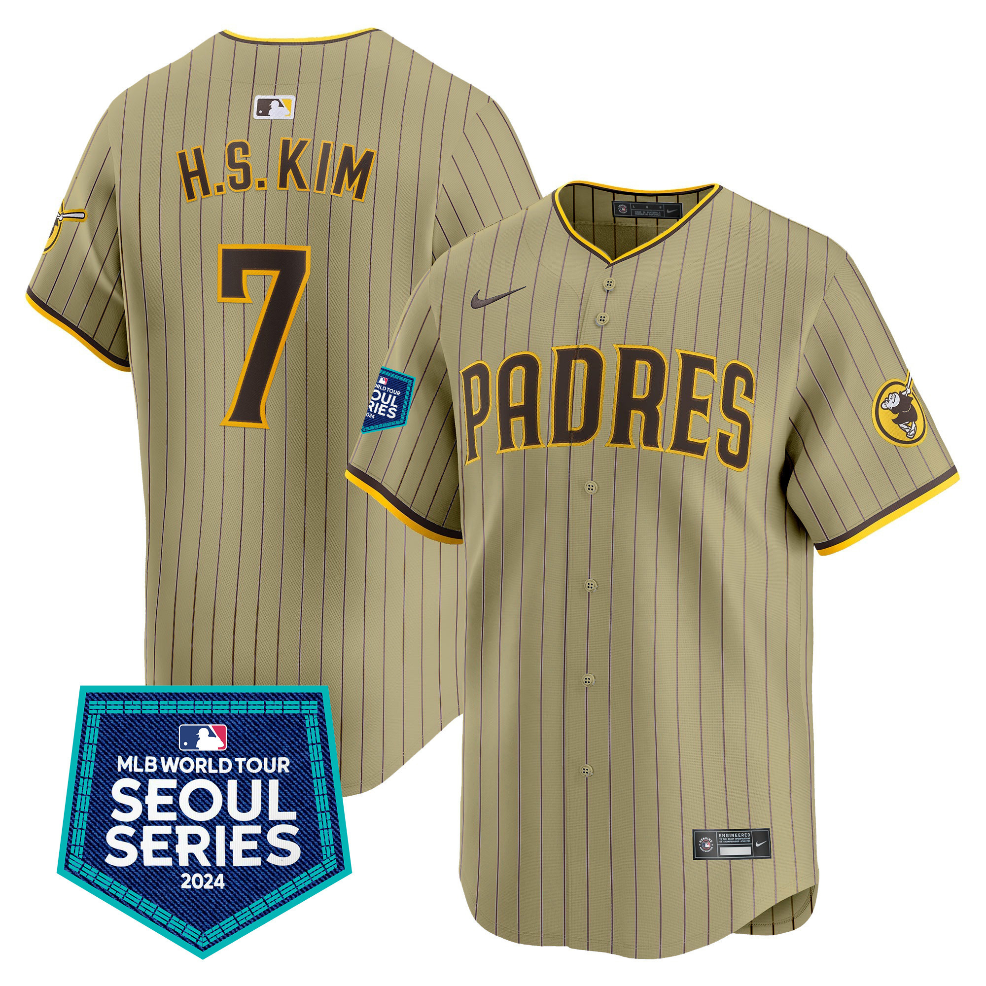 Men's Padres 2024 World Tour Seoul Series Patch Vapor Premier Limited Jersey – All Stitched