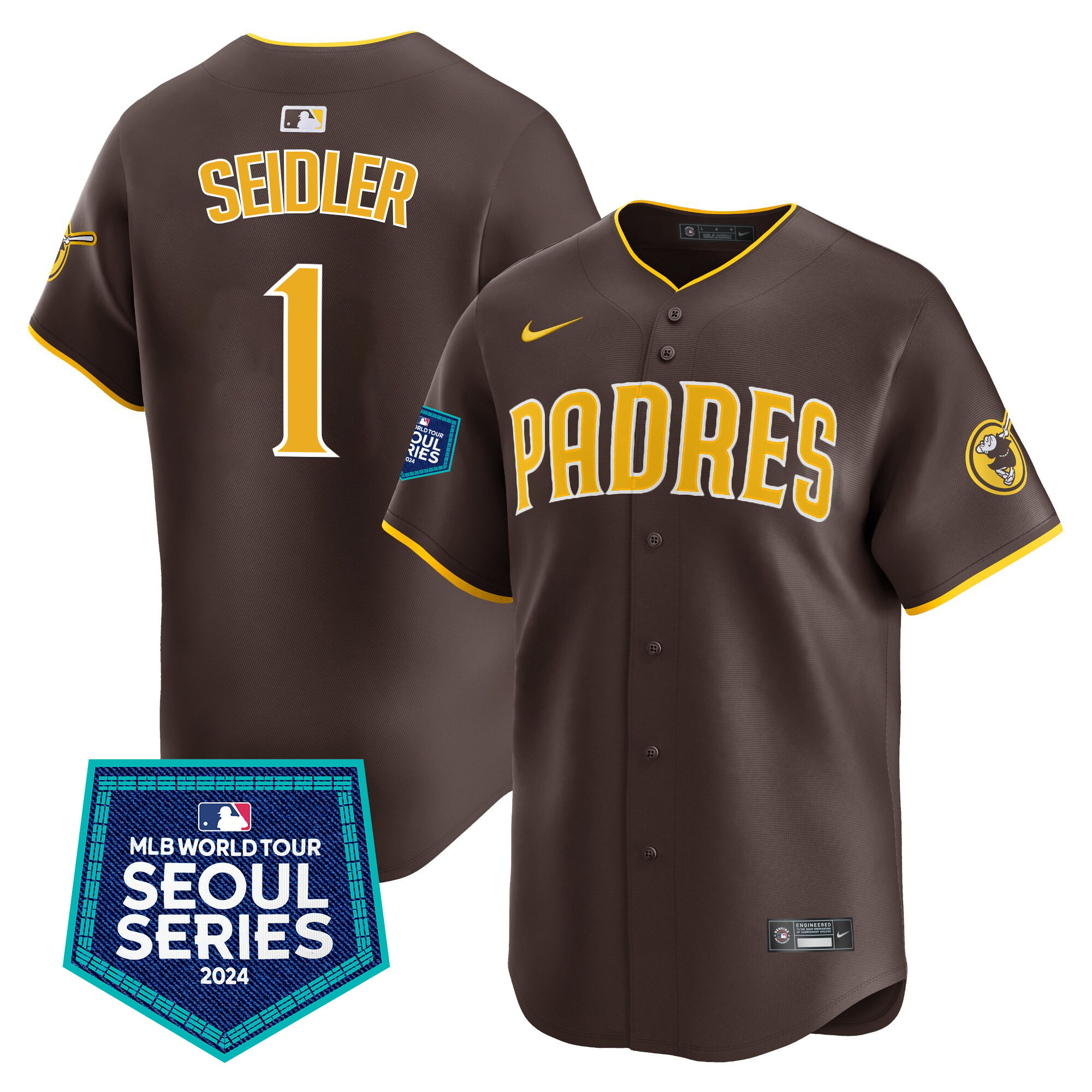 Men's Padres 2024 World Tour Seoul Series Patch Vapor Premier Limited Jersey – All Stitched