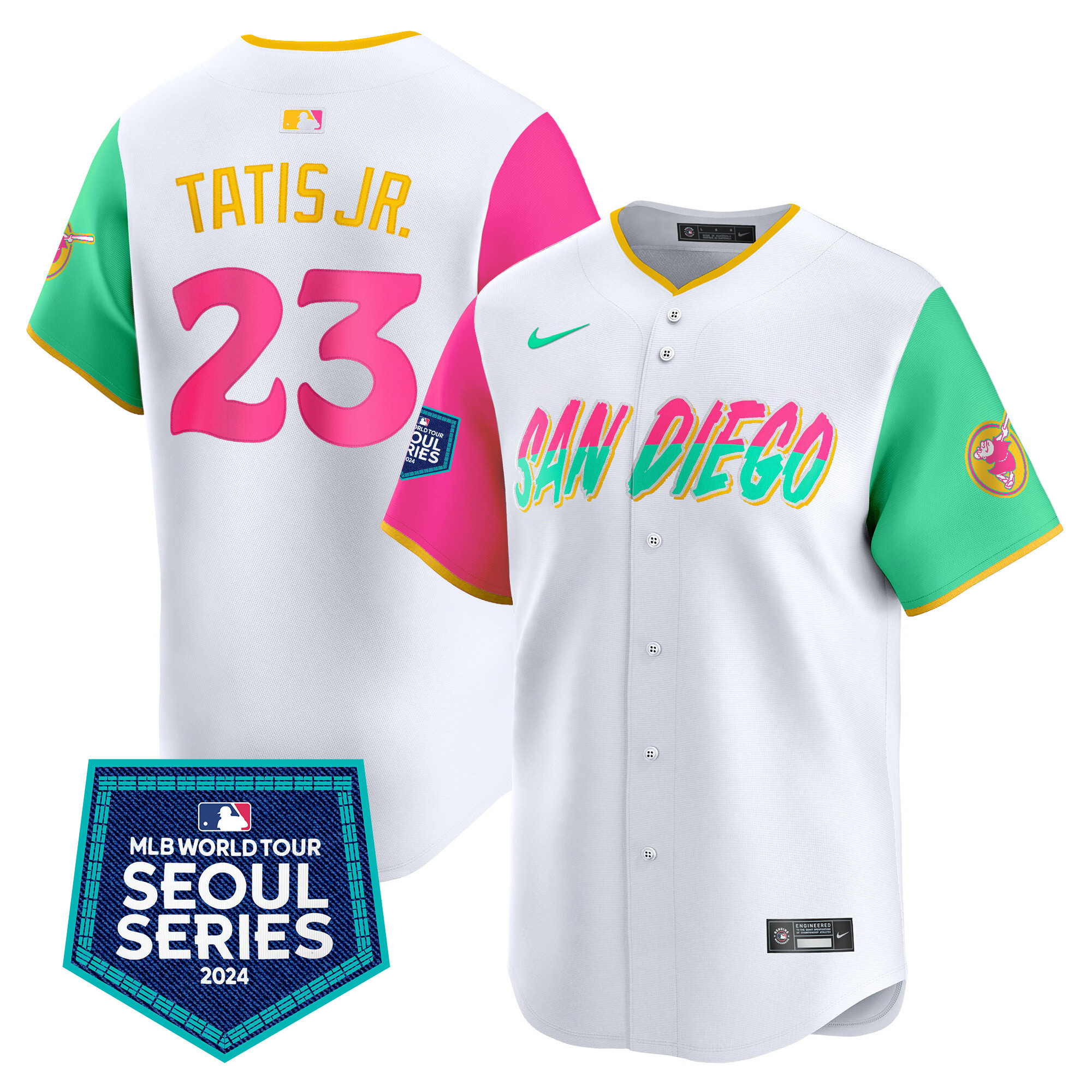 Men's Padres 2024 World Tour Seoul Series Patch Vapor Premier Limited Jersey – All Stitched