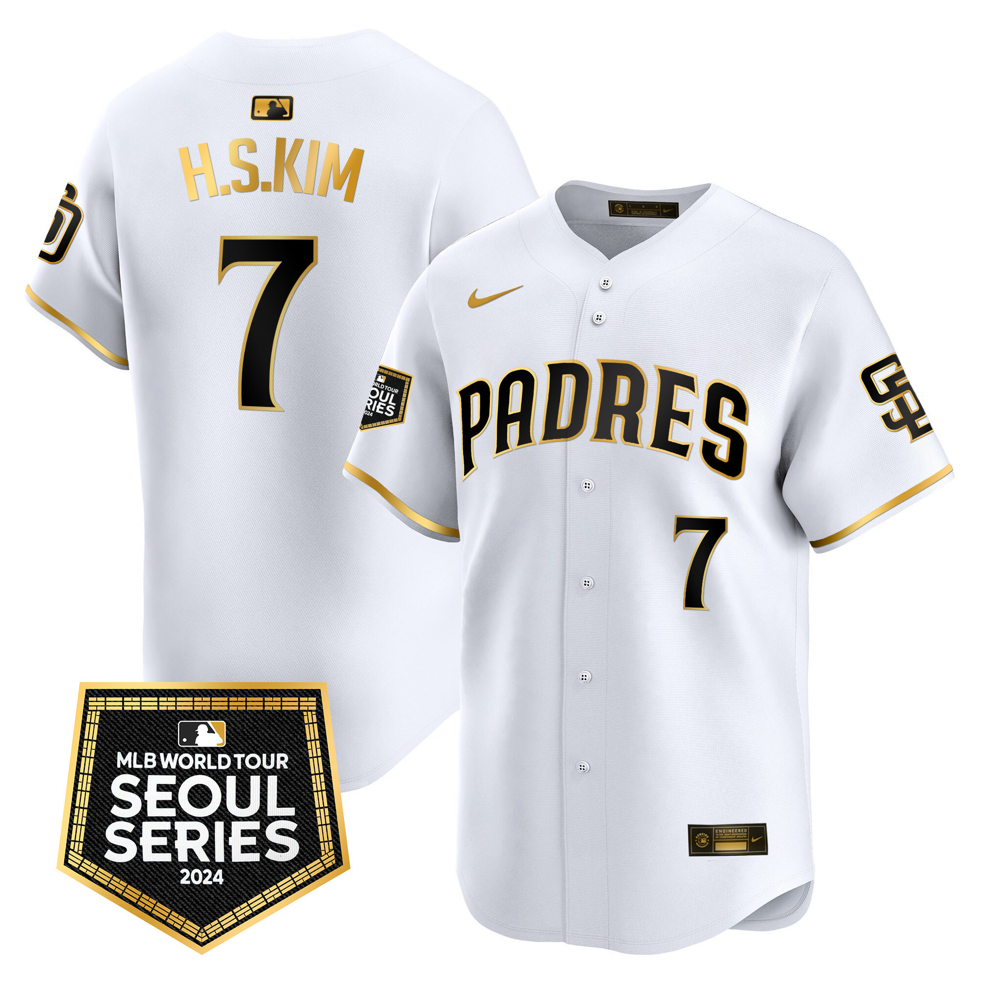 Men's Padres 2024 World Tour Seoul Series Patch Vapor Premier Limited Jersey – All Stitched