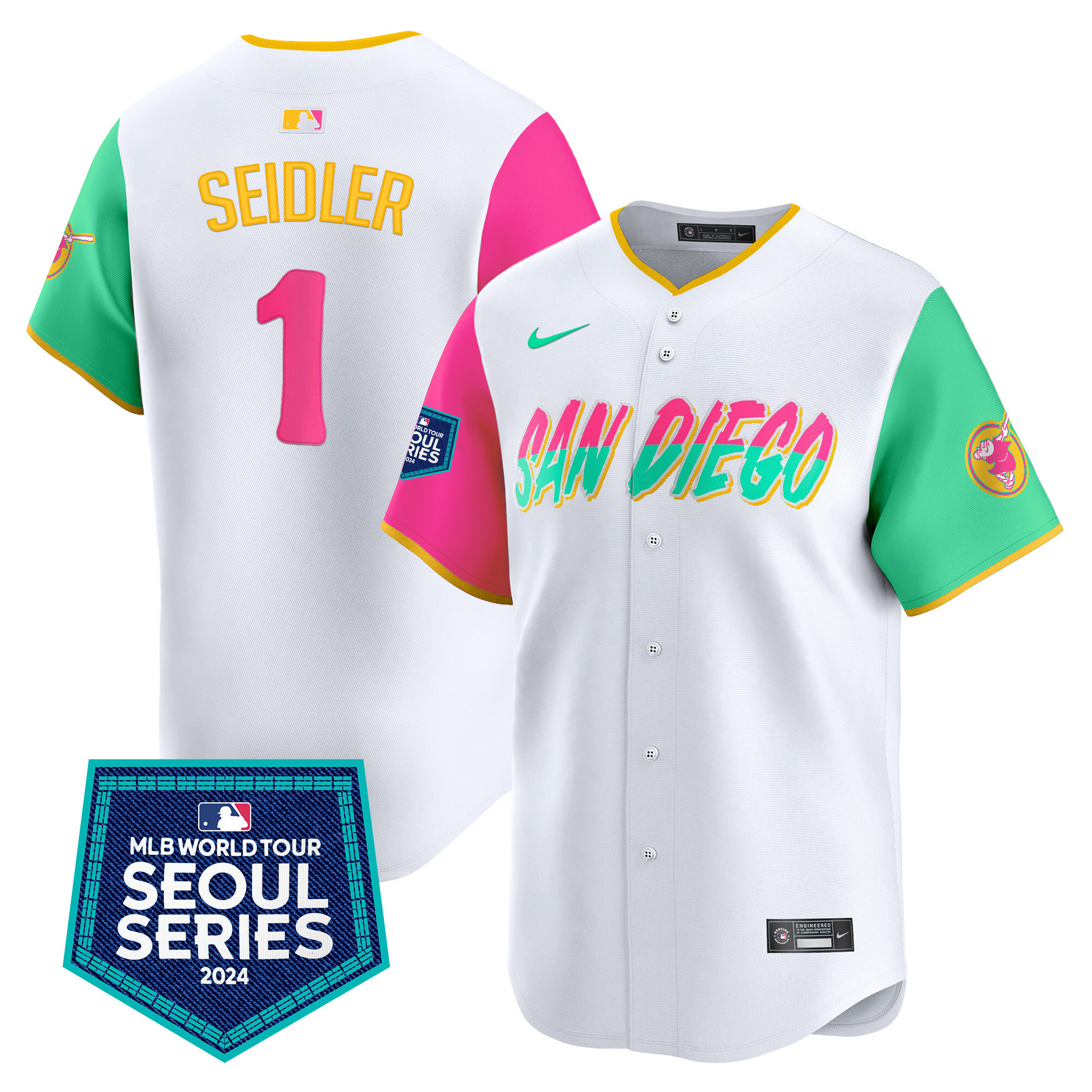 Men's Padres 2024 World Tour Seoul Series Patch Vapor Premier Limited Jersey – All Stitched
