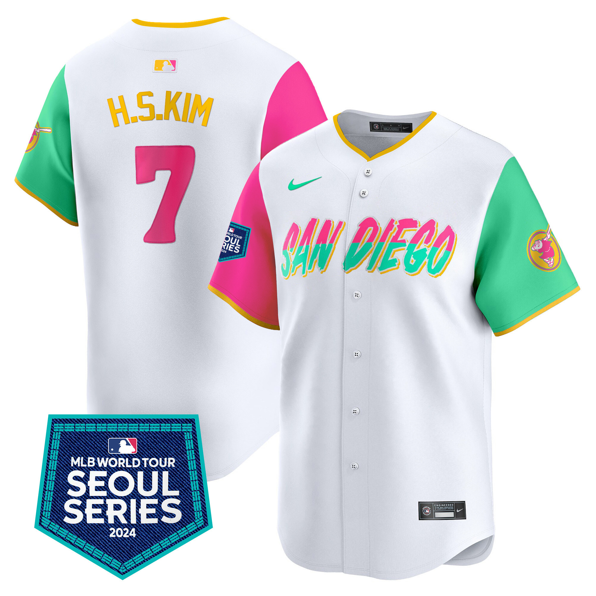 Men's Padres 2024 World Tour Seoul Series Patch Vapor Premier Limited Jersey – All Stitched