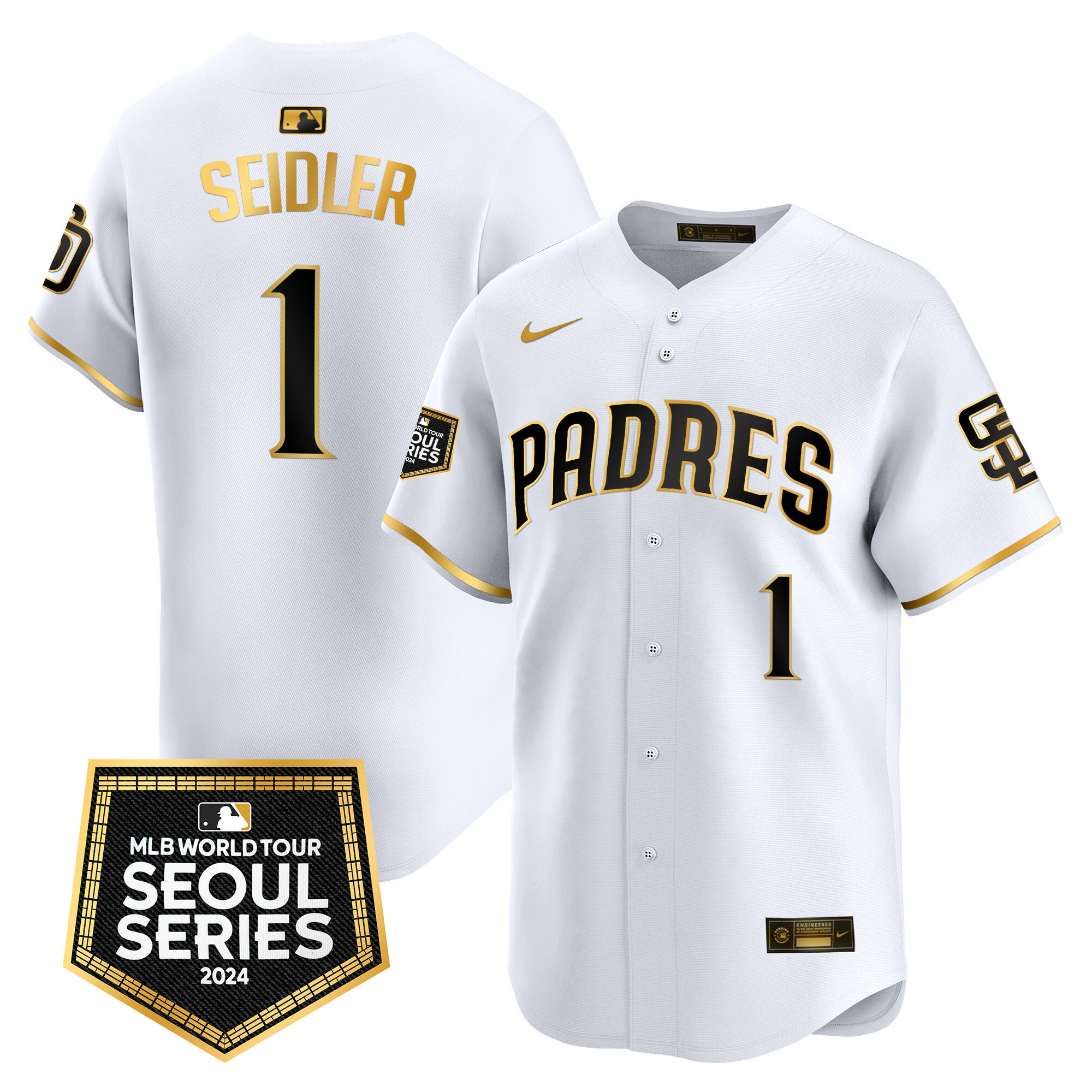 Men's Padres 2024 World Tour Seoul Series Patch Vapor Premier Limited Jersey – All Stitched