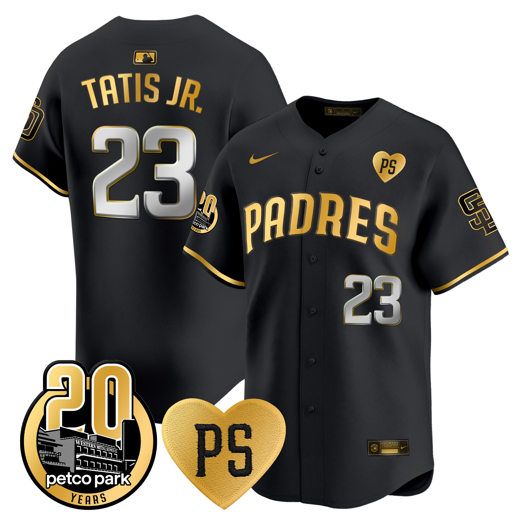 Men's Padres “For Peter” & Petco Park 20th Patch Vapor Premier Limited Jersey - All Stitched