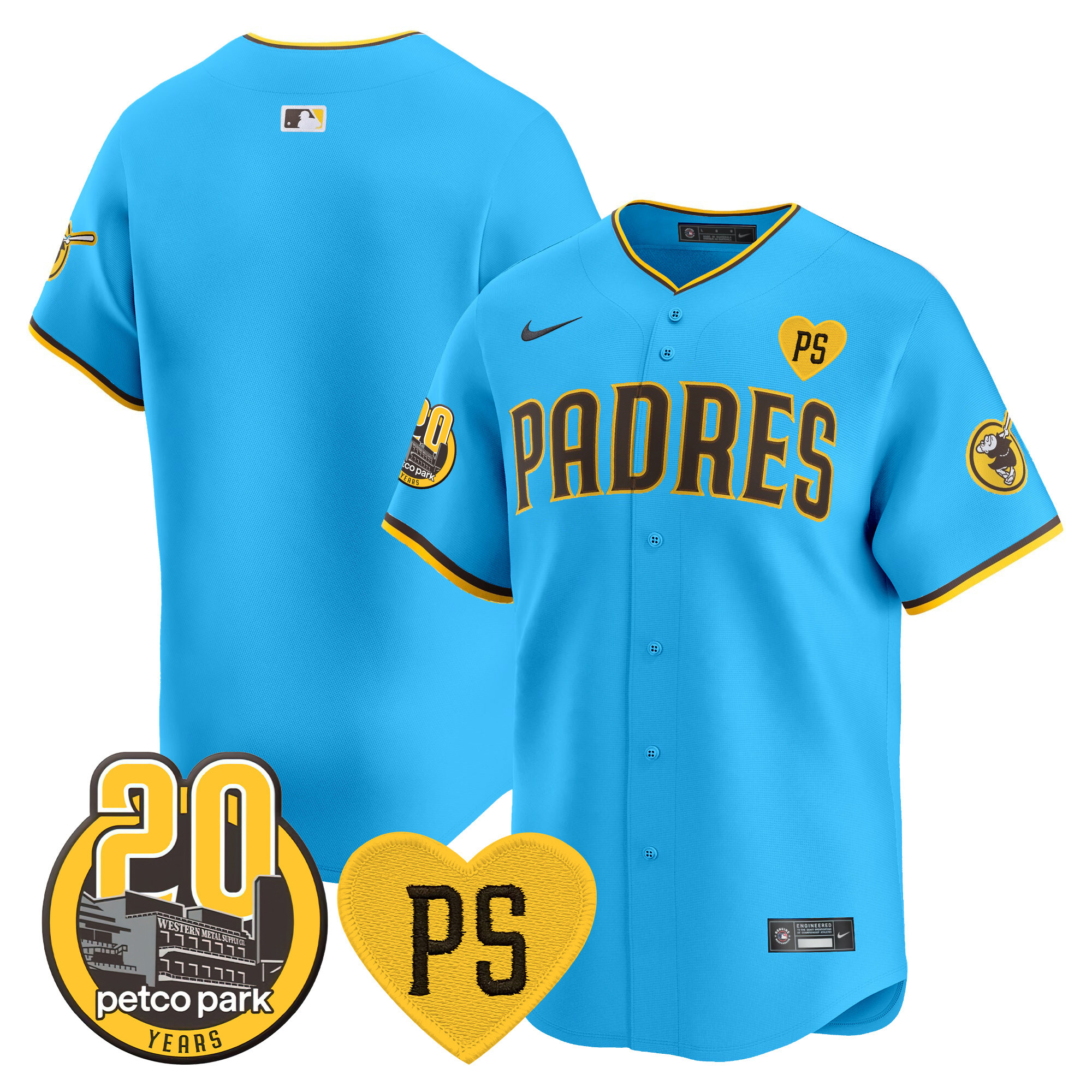 Men's Padres “For Peter” & Petco Park 20th Patch Vapor Premier Limited Jersey V2 – All Stitched