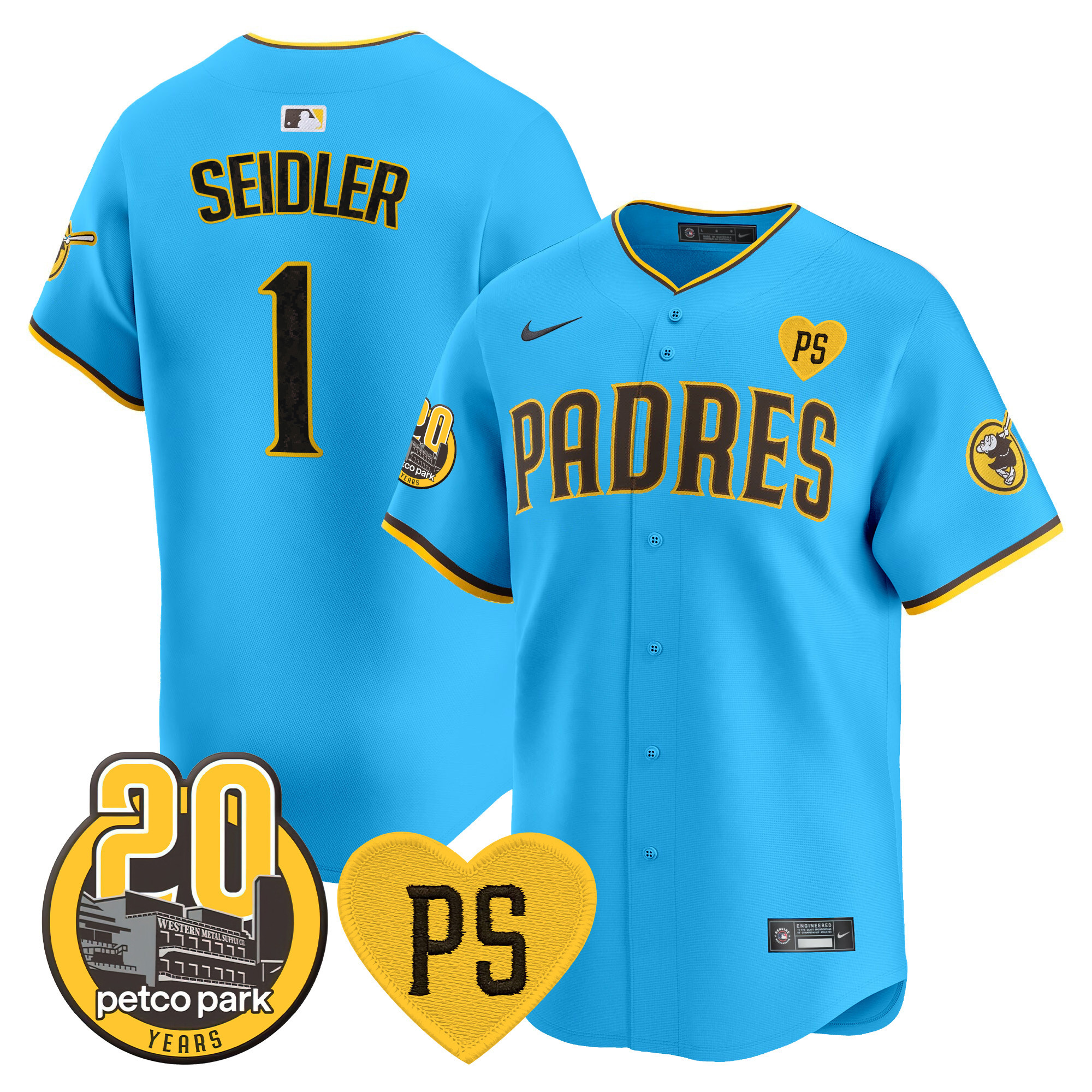 Men's Padres “For Peter” & Petco Park 20th Patch Vapor Premier Limited Jersey V2 – All Stitched